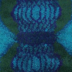 Terttu Tomero Katiska Fishtrap Blue Wool Rug Finland, 1960s Design