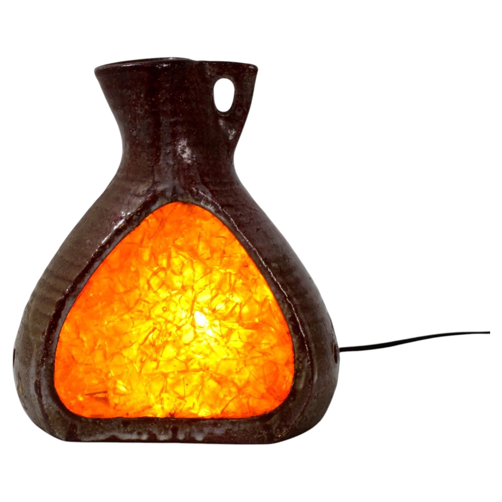 Lampada da tavolo in ceramica e resina di Accolay Francia anni '60