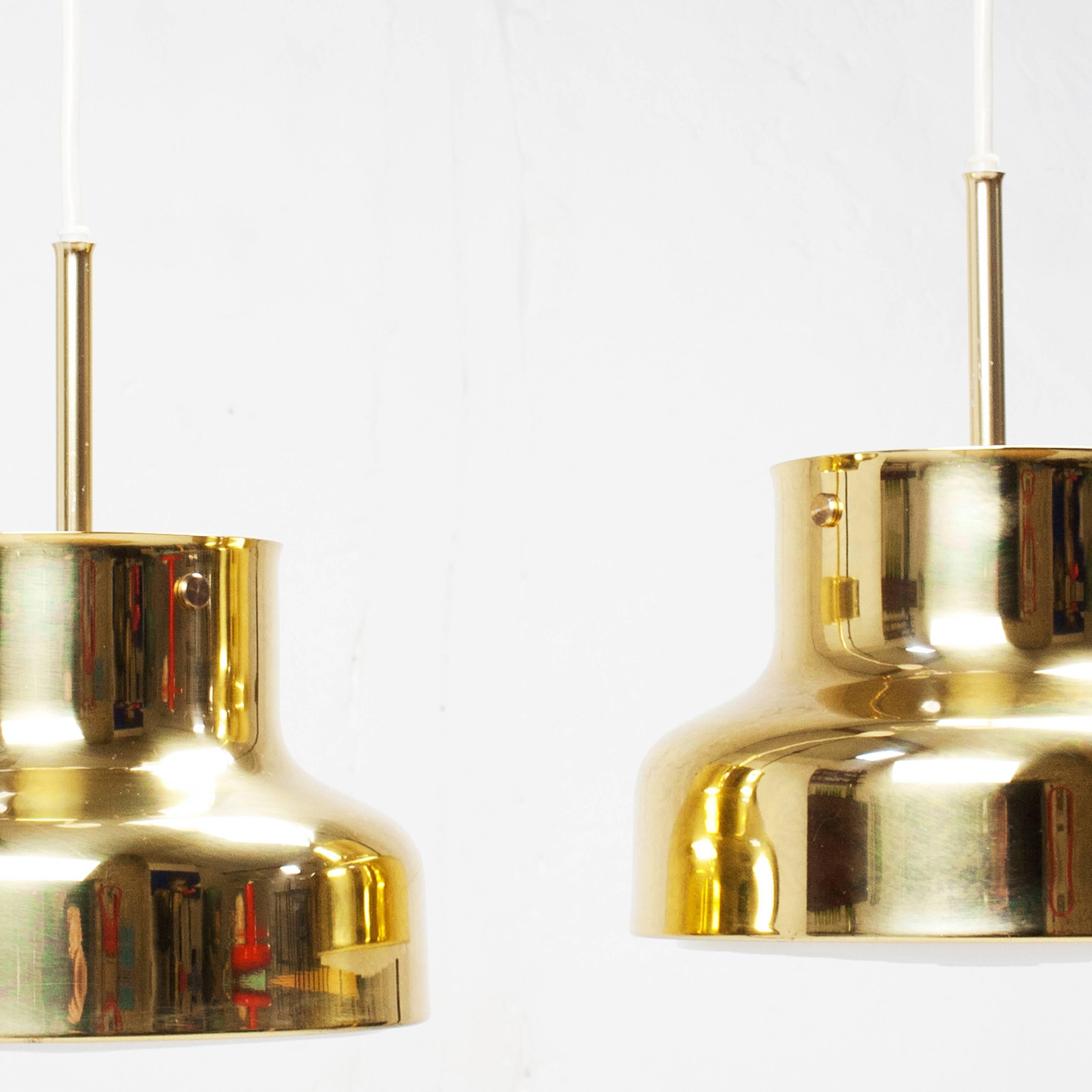 Scandinavian Modern Pair of Bumling Pendants in Brass by Anders Pehrson for Ateljé Lyktan