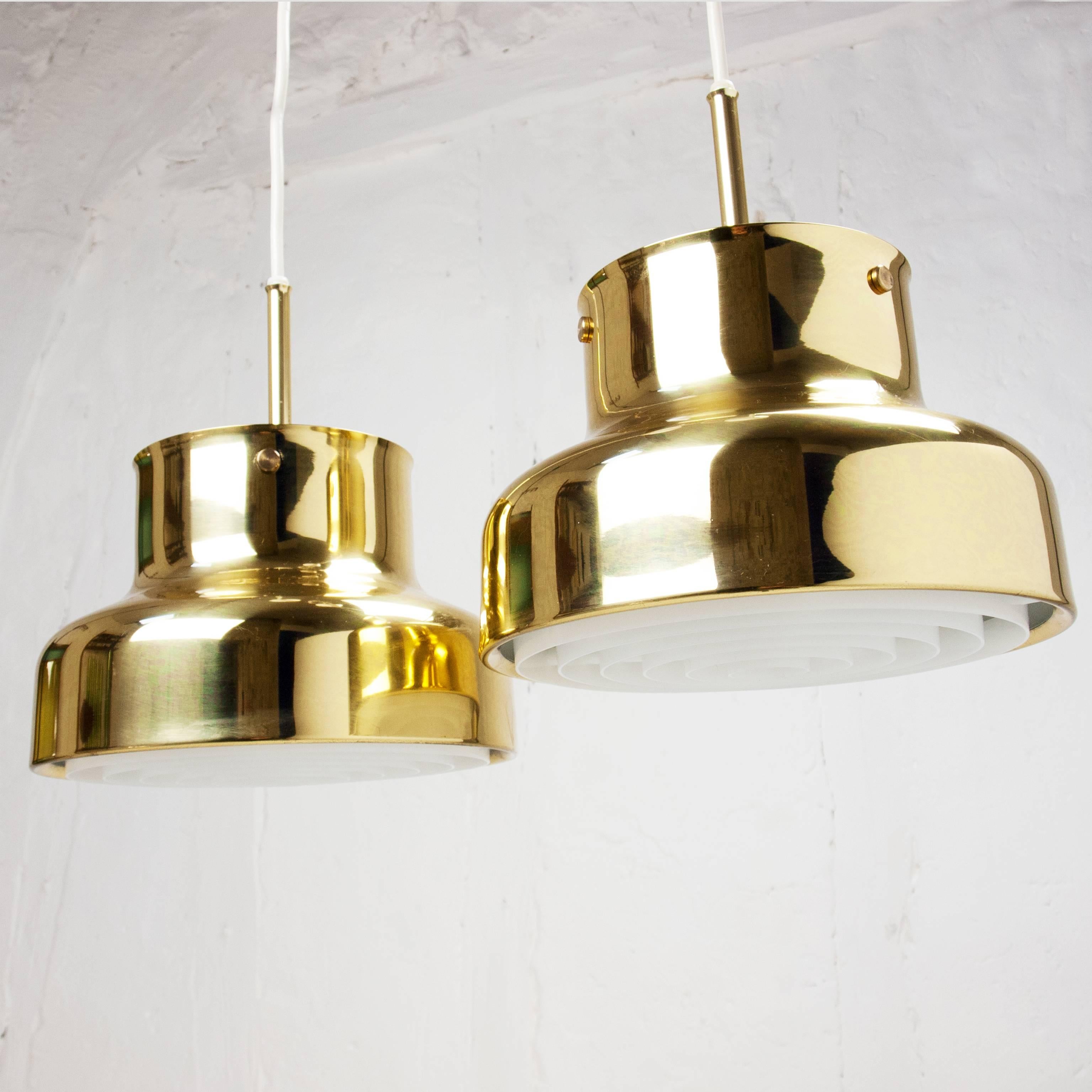 Swedish Pair of Bumling Pendants in Brass by Anders Pehrson for Ateljé Lyktan