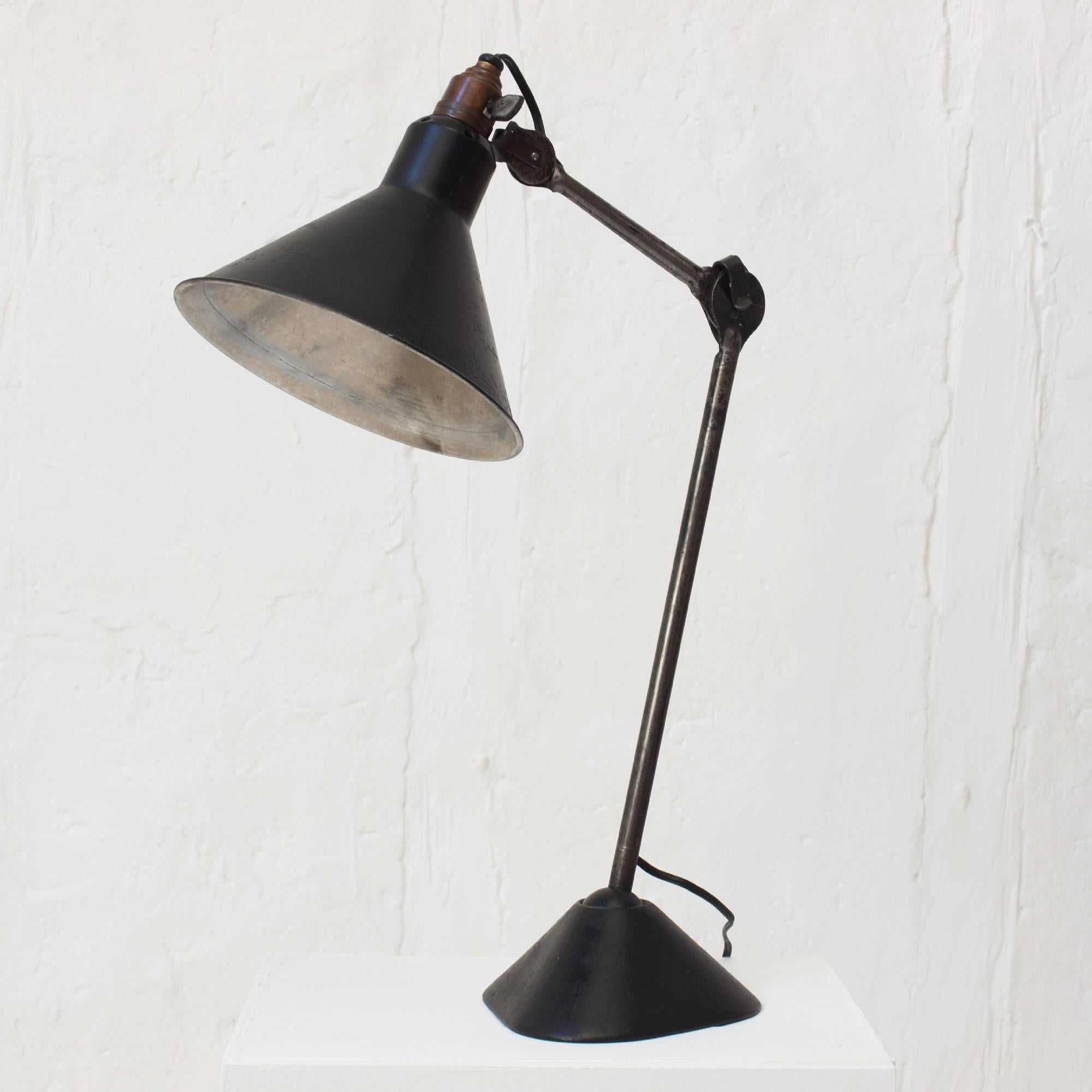 Table lamp designed by Bernard-Albin Gras with drawer shade. First edition.
The Lampe Gras were selected by Le Corbusier in his studio and its projects.