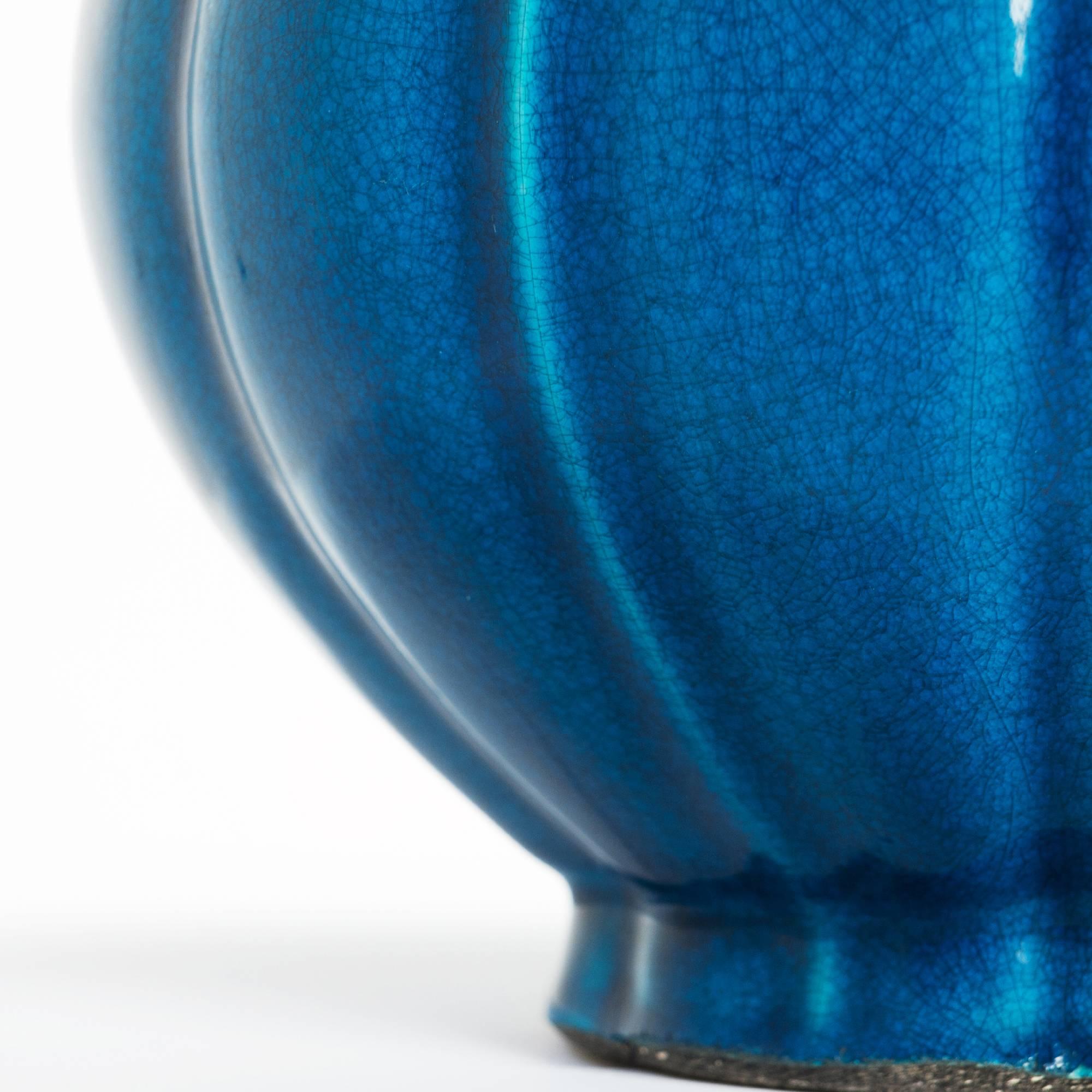 Pol Chambost Blue Crackle Glaze Ceramic Lamp 1