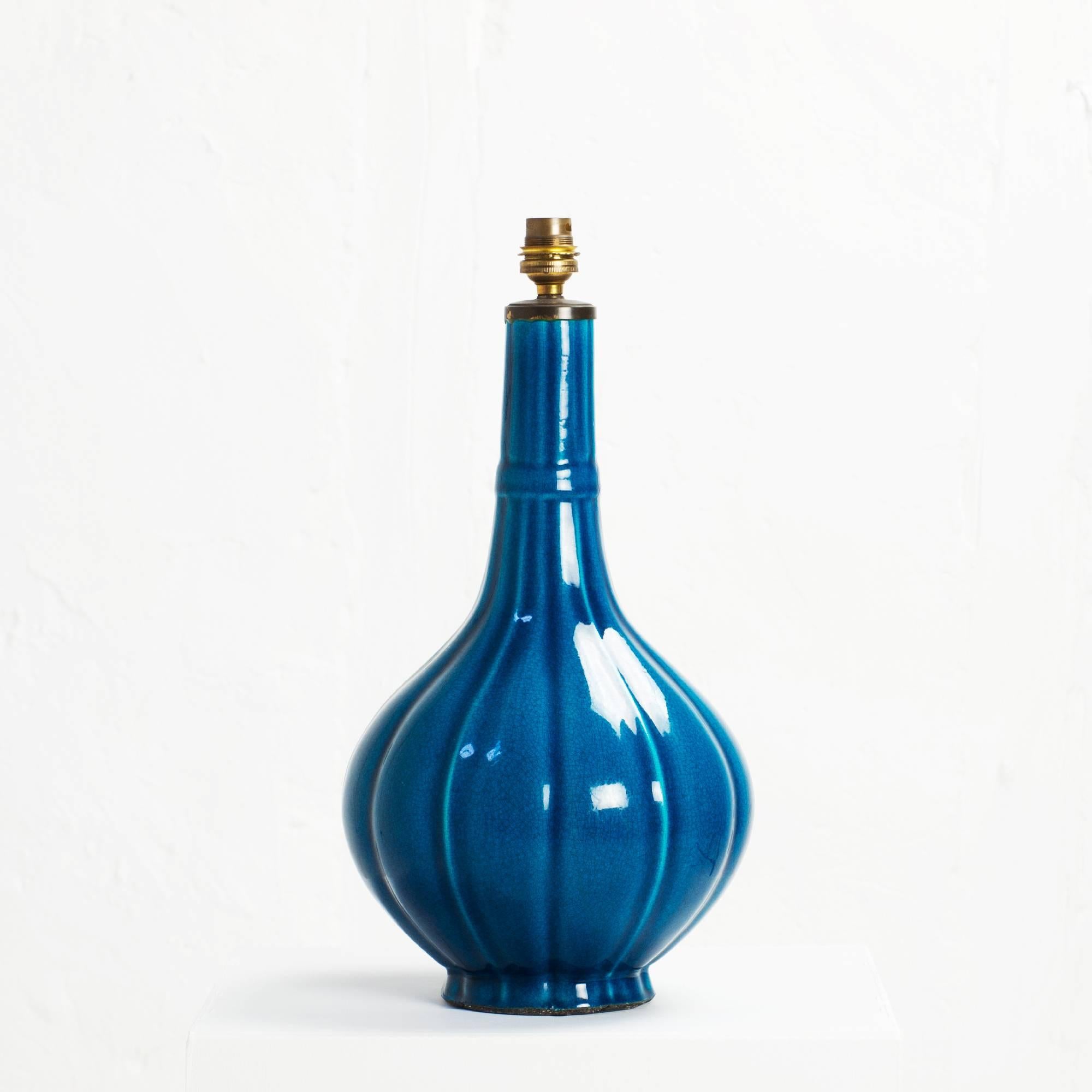 Pol Chambost Blue Crackle Glaze Ceramic Lamp 2