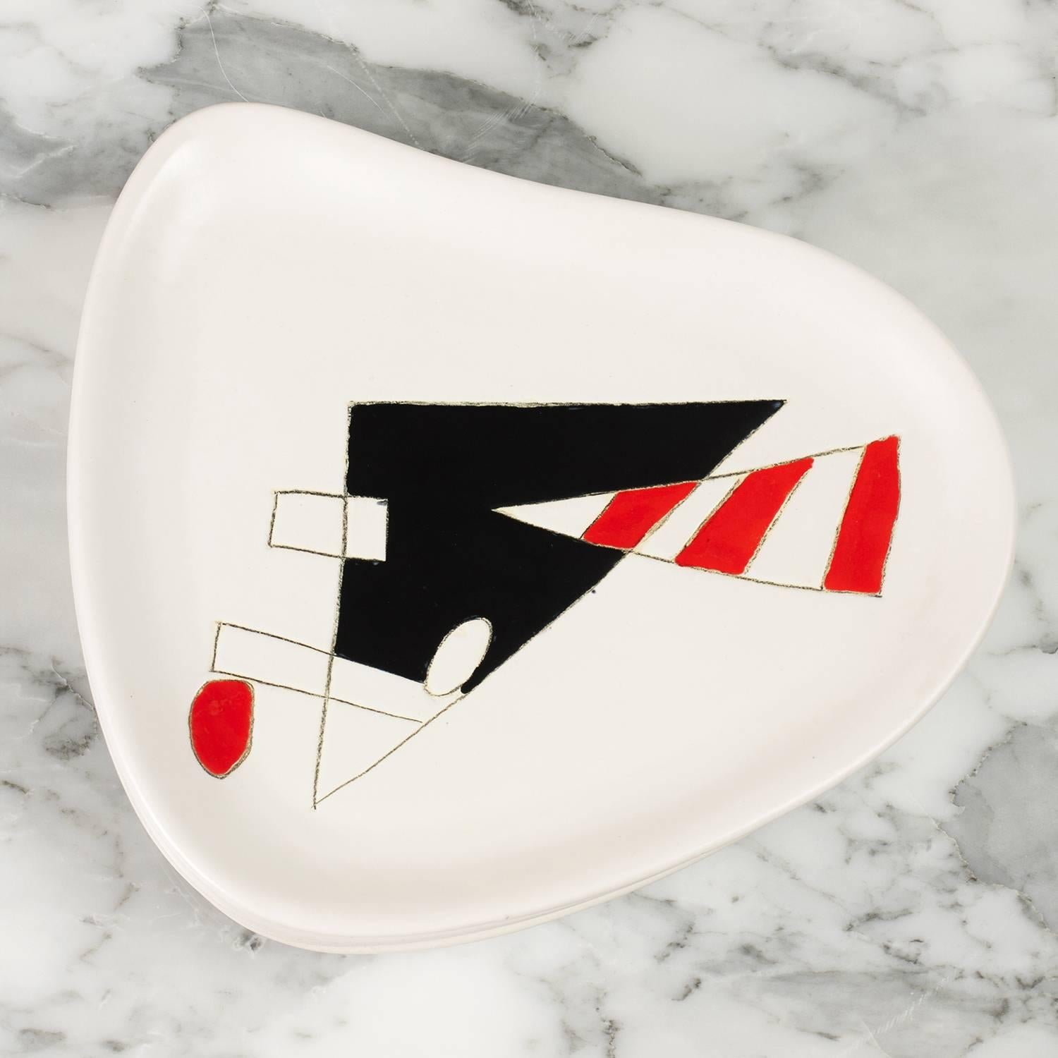 Mid-20th Century Set of Six Ceramic Plates by Denise and Peter Orlando, 1950