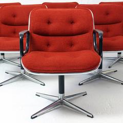 Charles Pollock Executive Swivel Armchairs for Knoll, Set of Six, 1970s