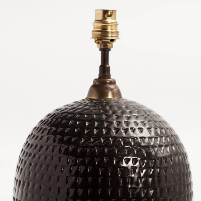 Midcentury French Black Ceramic Table Lamp, 1950s In Good Condition In Saint  Ouen, FR