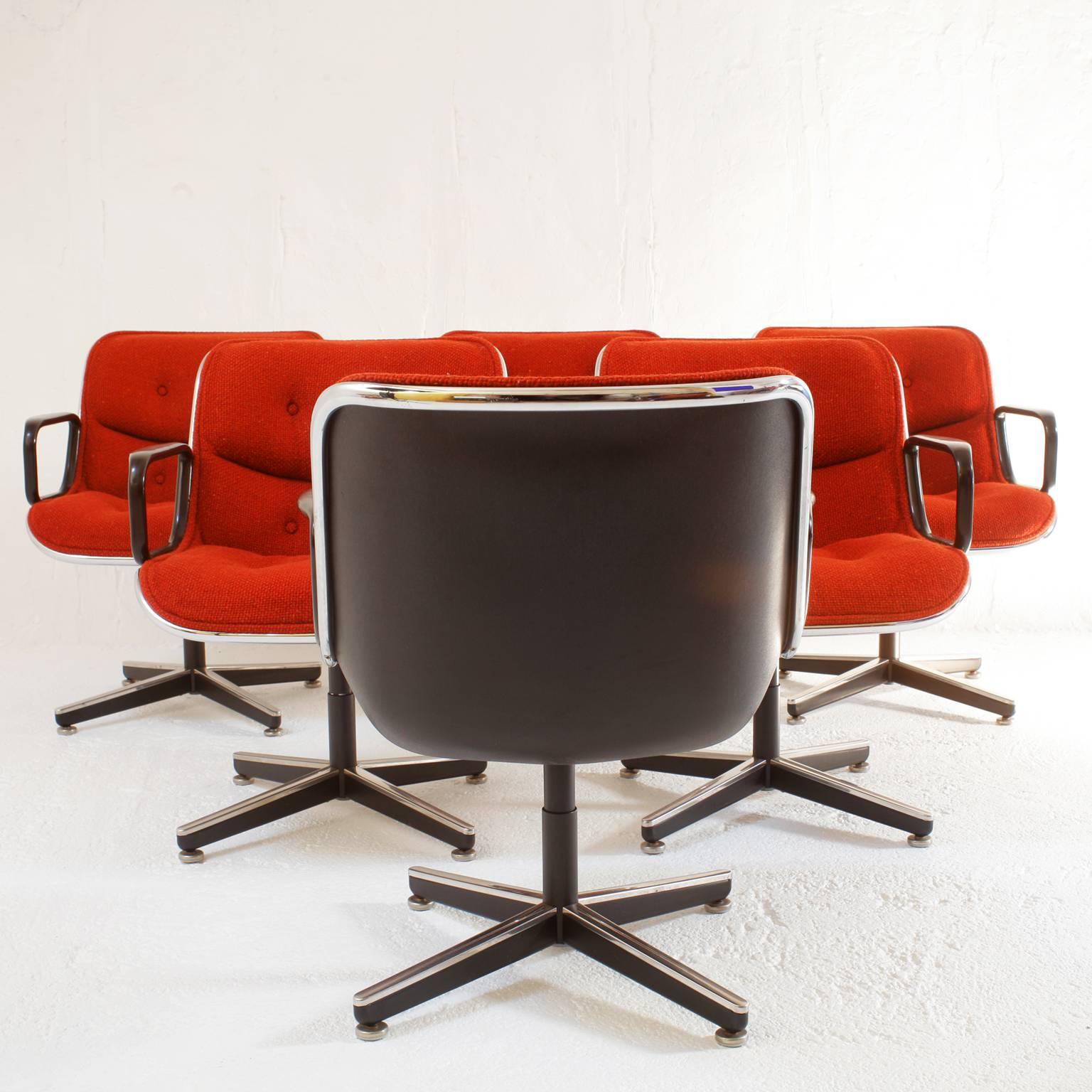 Mid-Century Modern Charles Pollock Executive Swivel Armchairs for Knoll, Set of Six, 1970s