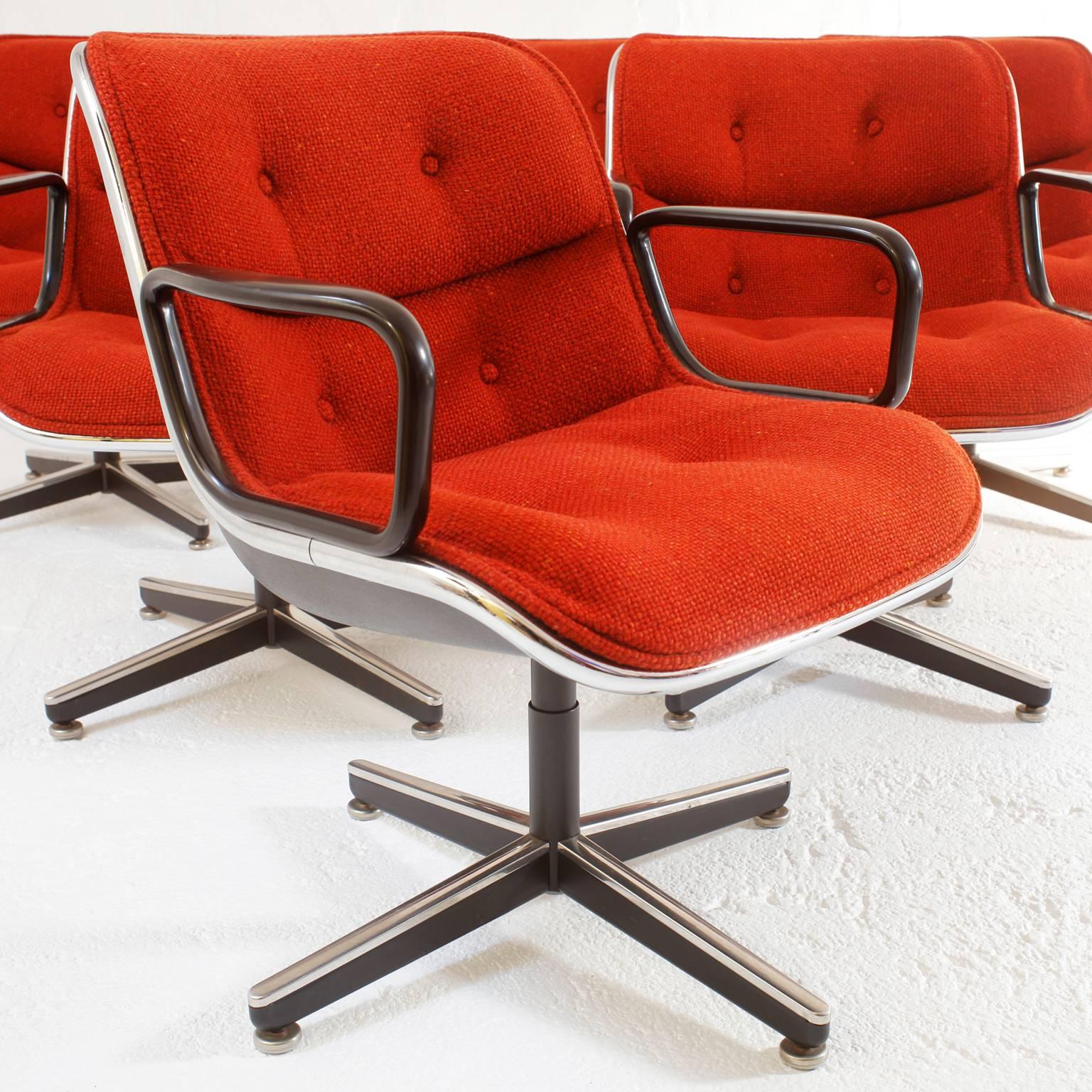 American Charles Pollock Executive Swivel Armchairs for Knoll, Set of Six, 1970s