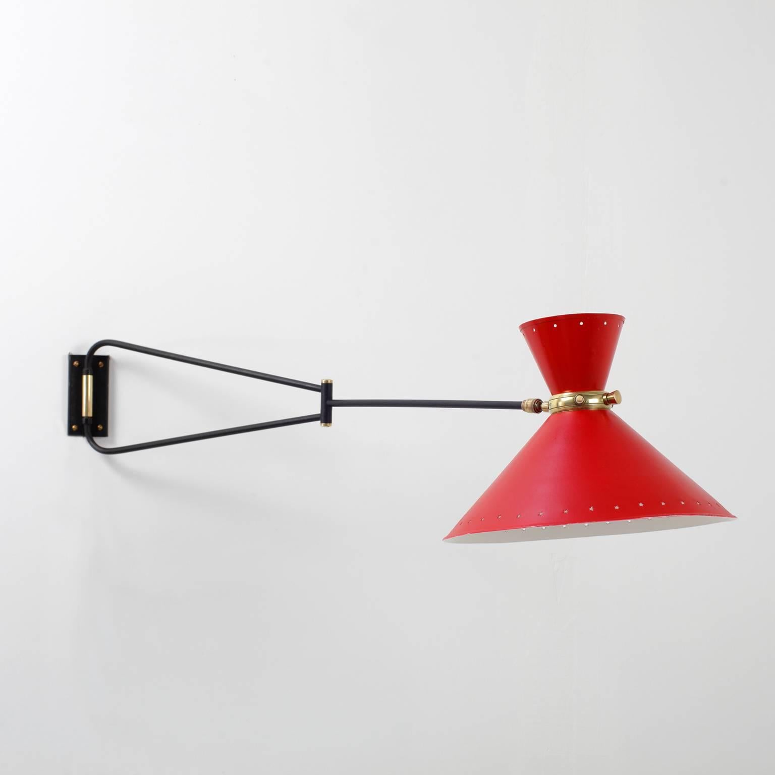 Mid-Century Modern René Mathieu French Swing Arm Wall Lamp for Lunel, 1950s
