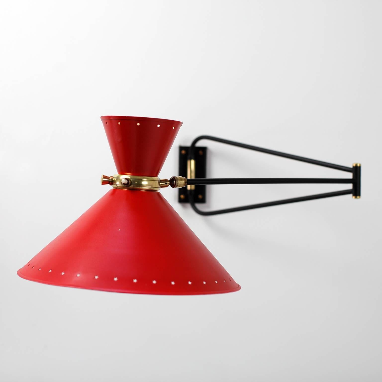 Mid-20th Century René Mathieu French Swing Arm Wall Lamp for Lunel, 1950s