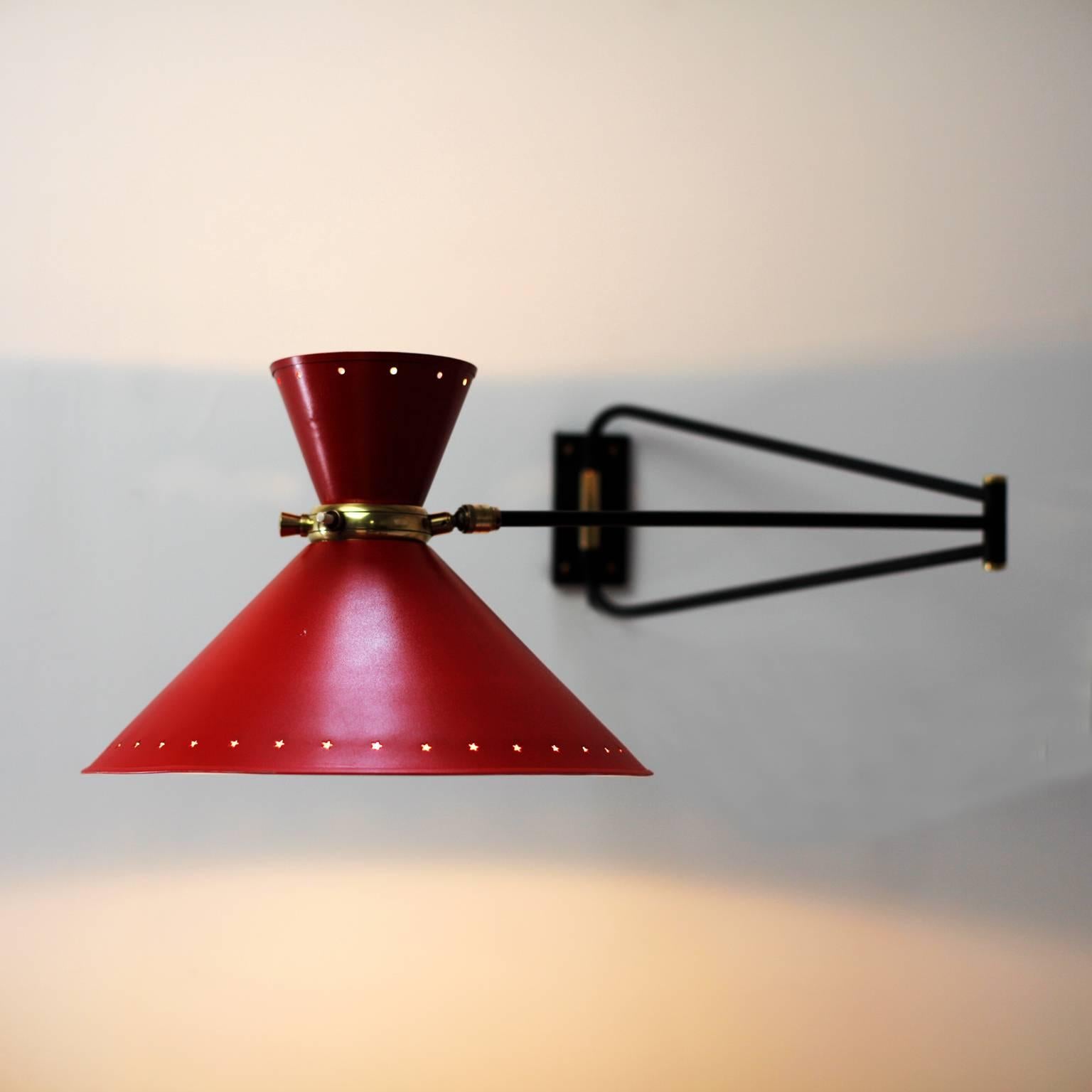 René Mathieu French Swing Arm Wall Lamp for Lunel, 1950s 2