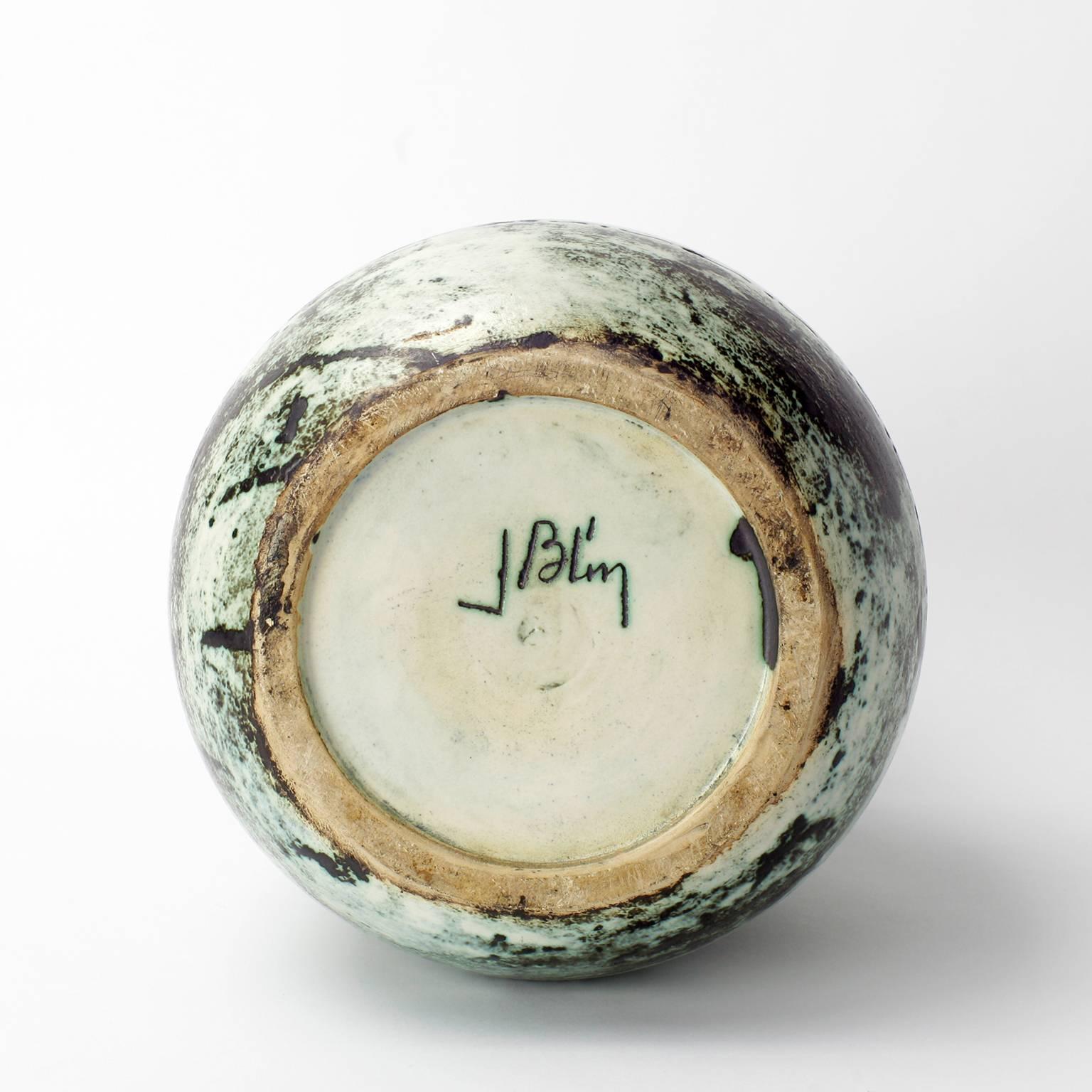 Jacques Blin Green Ceramic Vase, 1950s, French 4
