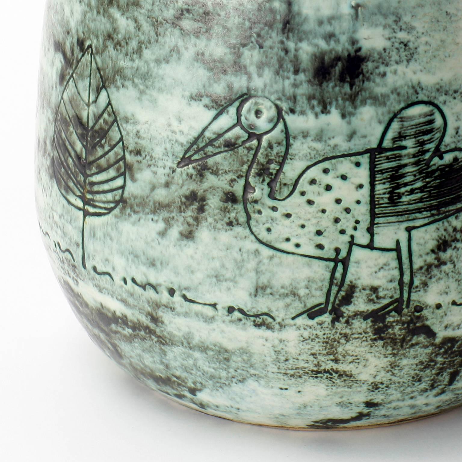 Jacques Blin Green Ceramic Vase, 1950s, French 3