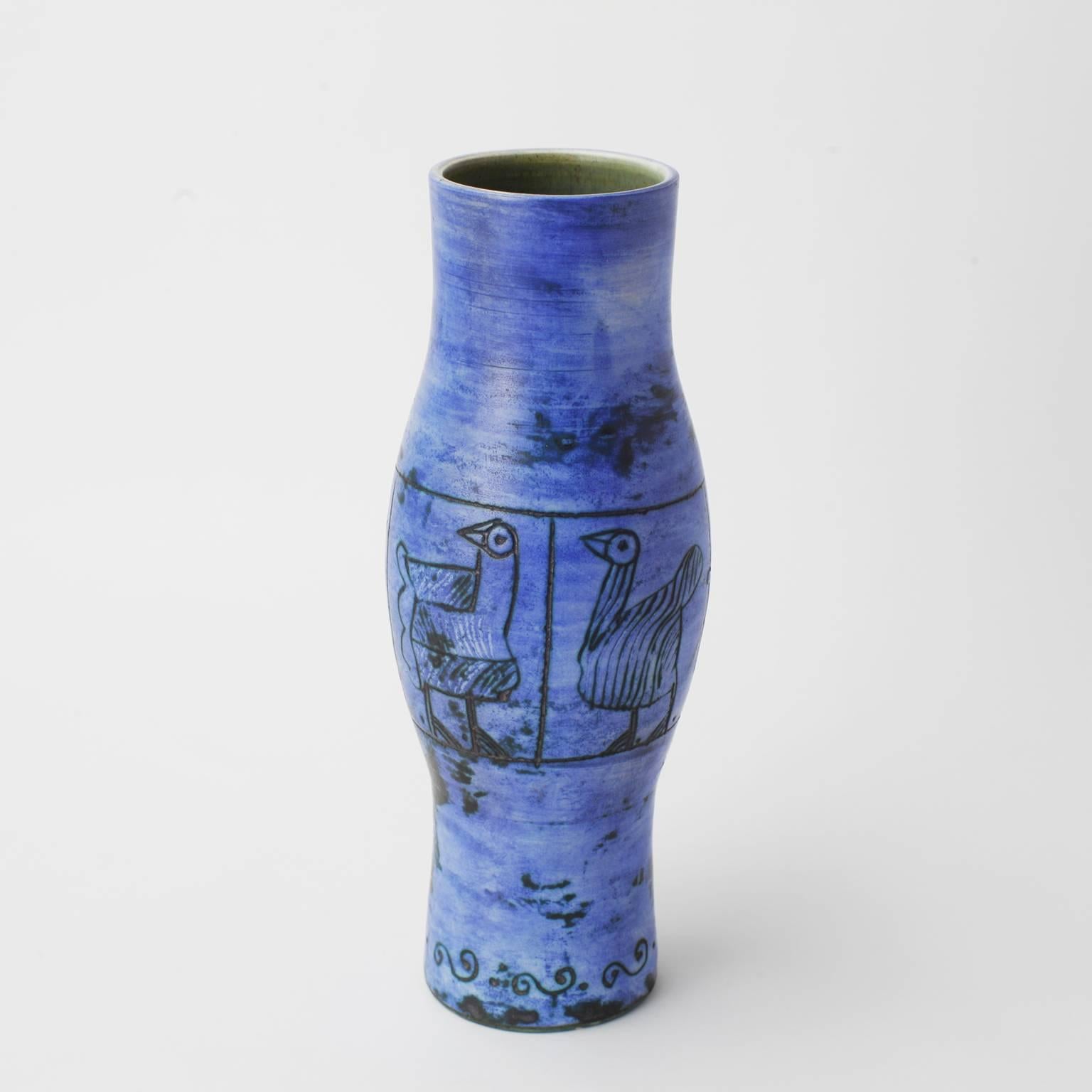 Blue Jacques Blin Ceramic Vase, 1950s, French In Good Condition In Saint  Ouen, FR
