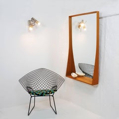 Large Oak Mirror with Shelf from Asarum Cristal, Sweden, 1960s