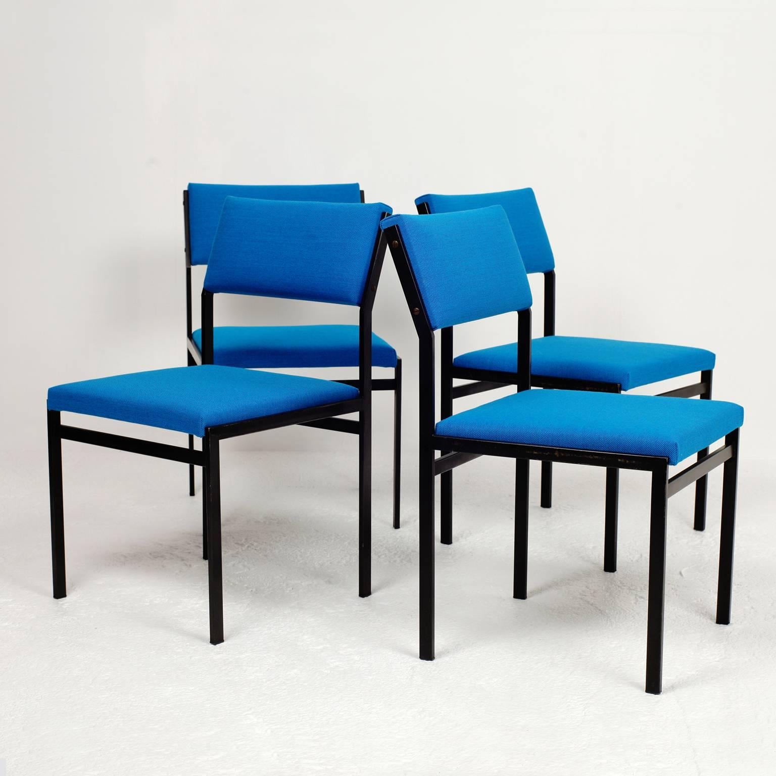 Metal Set of Four Cees Braakman Japanese Serie Dining Chairs for Pastoe