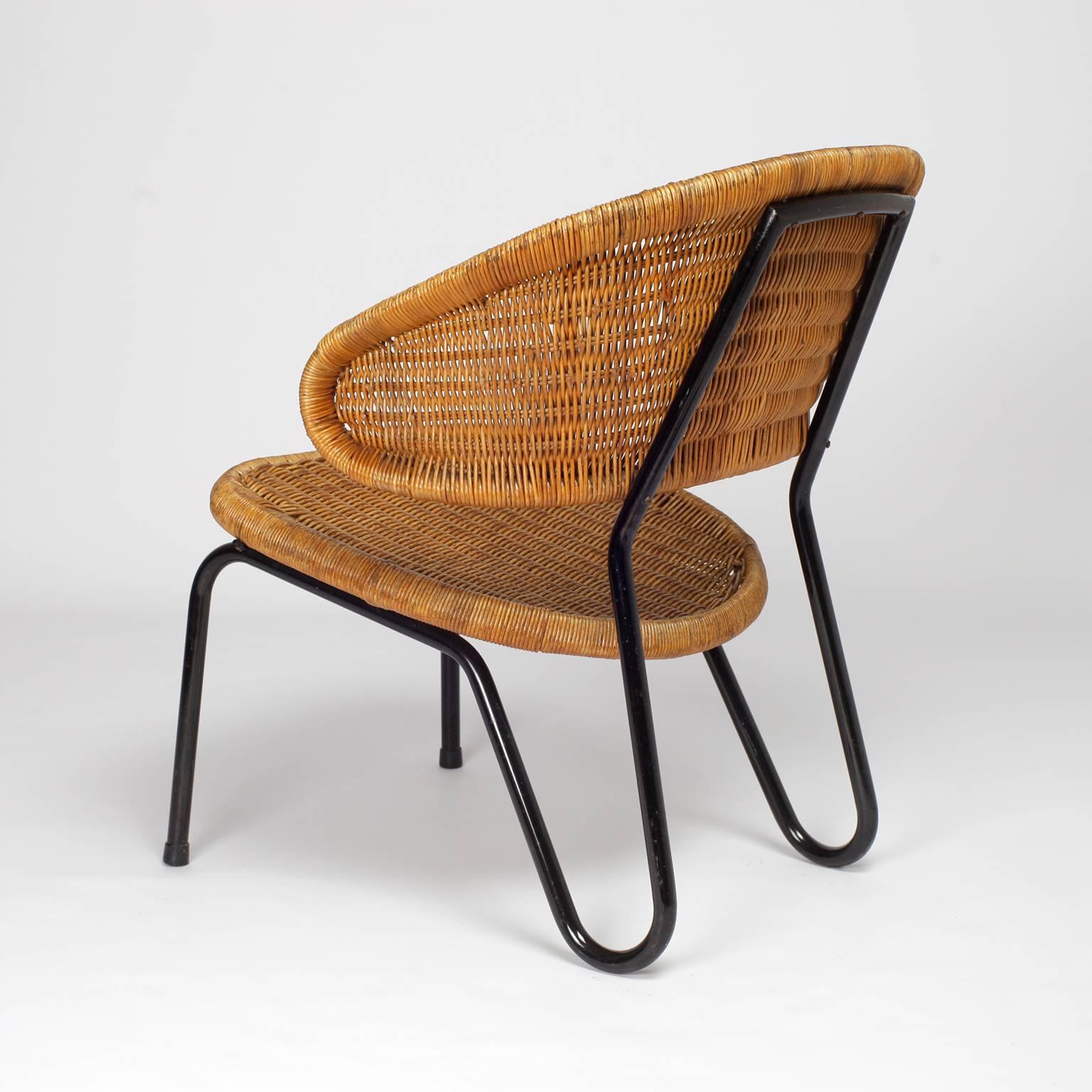 Dutch Dirk Van Sliedregt Rattan Easy Chair 568 for Gebr Jonkers, 1954 Netherlands