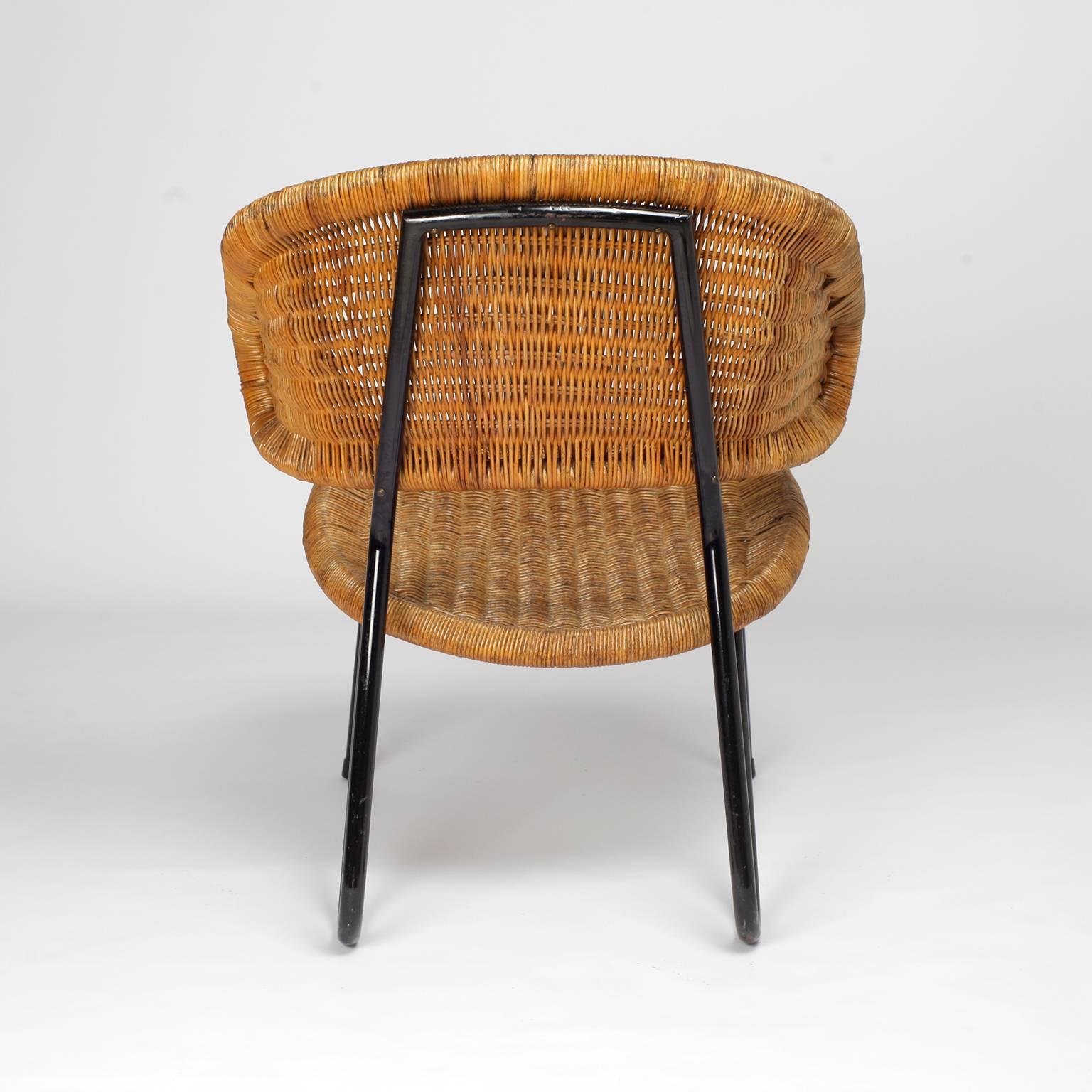 Dirk Van Sliedregt Rattan Easy Chair 568 for Gebr Jonkers, 1954 Netherlands In Excellent Condition In Saint  Ouen, FR
