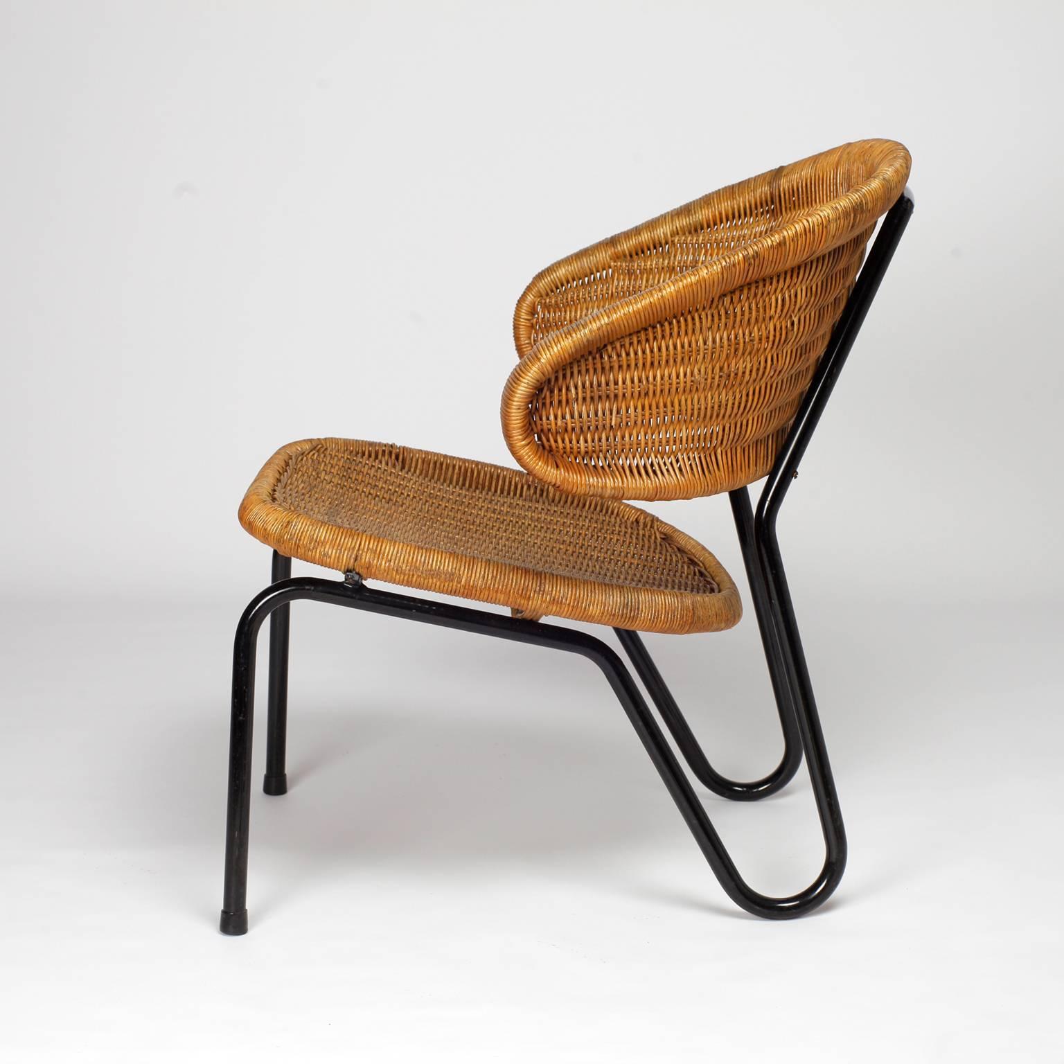 Mid-20th Century Dirk Van Sliedregt Rattan Easy Chair 568 for Gebr Jonkers, 1954 Netherlands