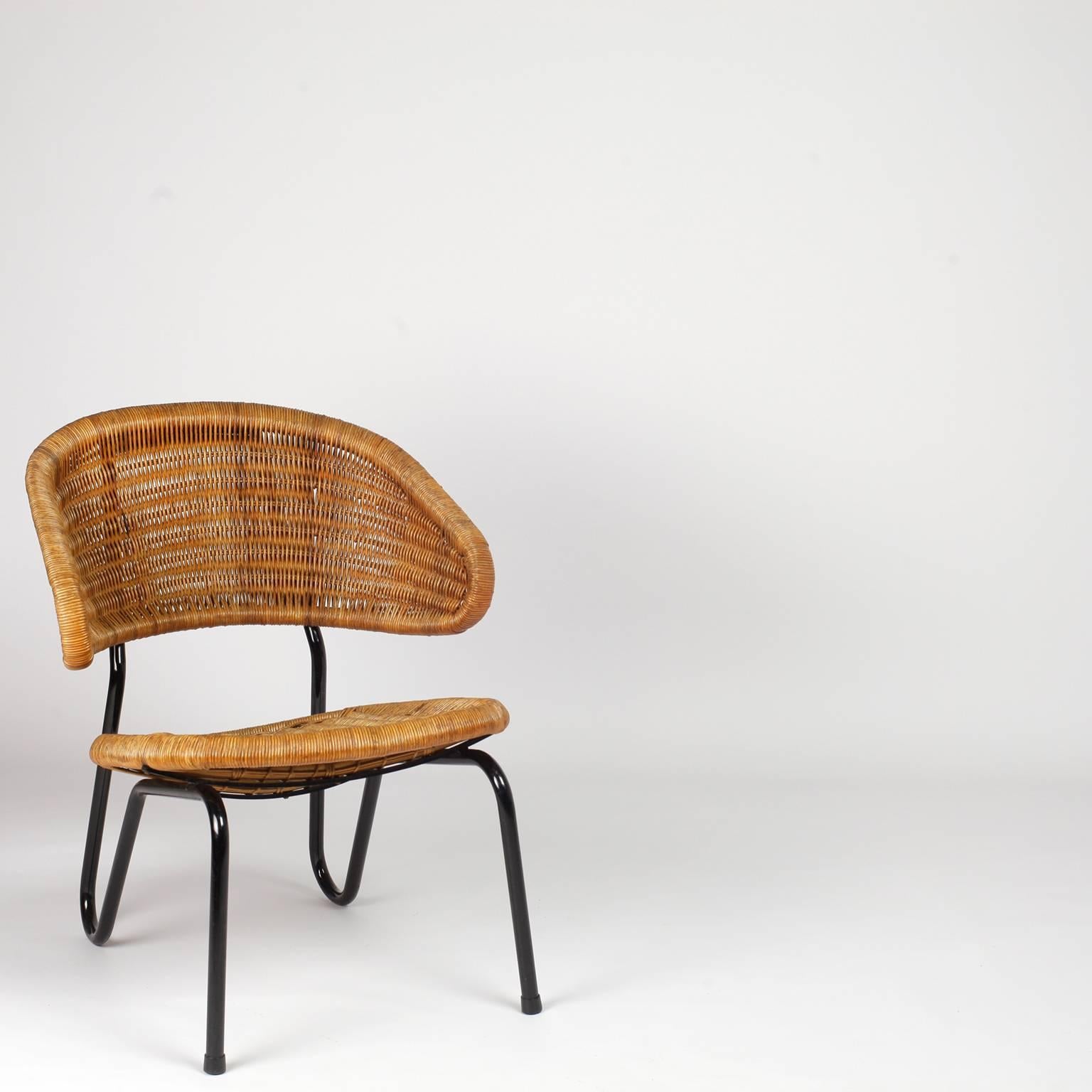Dirk Van Sliedregt Rattan Easy Chair 568 for Gebr Jonkers, 1954 Netherlands 3