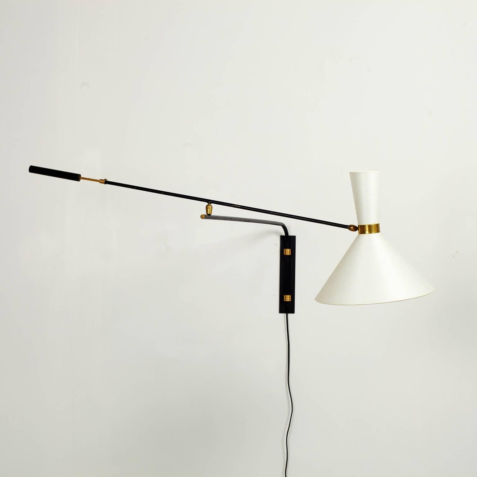 Mid-Century Modern French Counter Balance and Swing Arm Wall Lamp, 1950