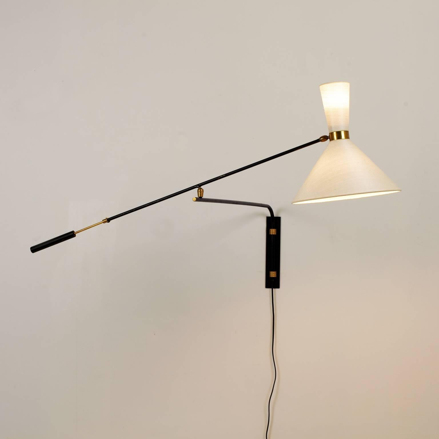 French Counter Balance and Swing Arm Wall Lamp, 1950 In Good Condition In Saint  Ouen, FR