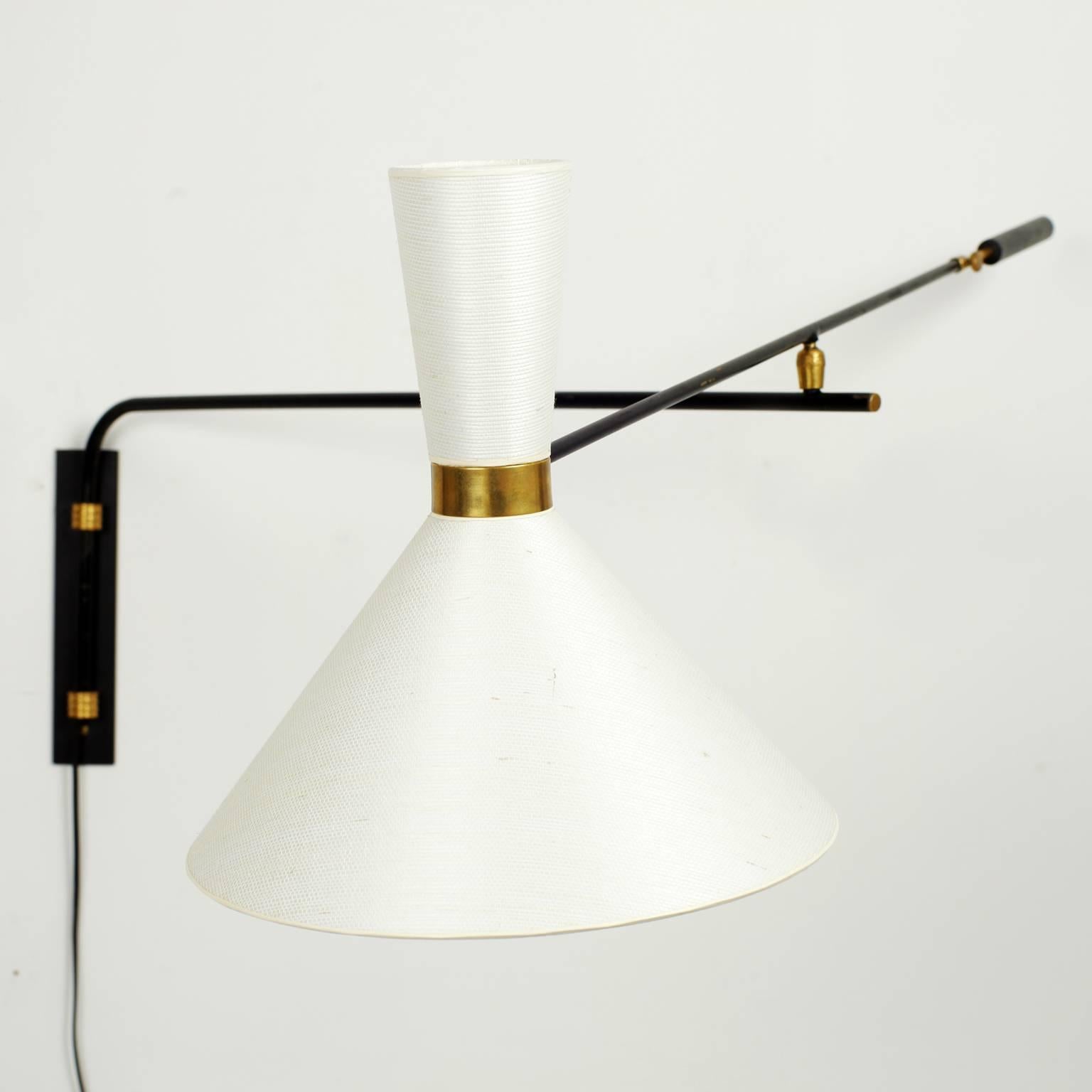 Brass French Counter Balance and Swing Arm Wall Lamp, 1950