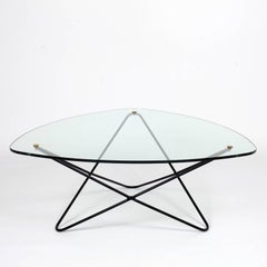 French 1950s Glass and Metal Coffee Table by Florent Lasbleiz for Airborne