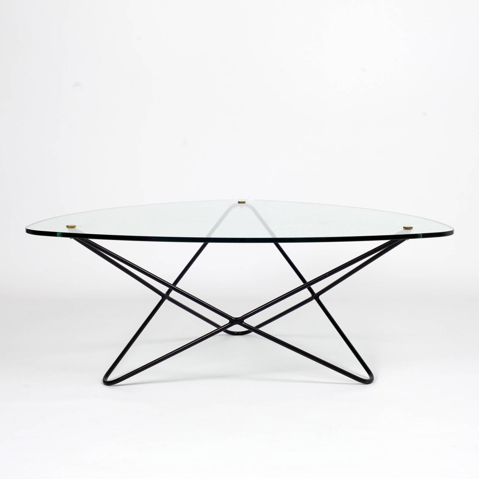 Mid-Century Modern French 1950s Glass and Metal Coffee Table by Florent Lasbleiz for Airborne