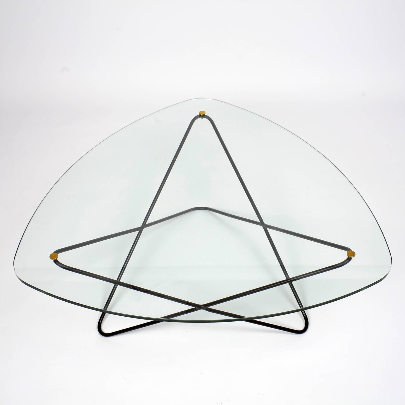 French 1950s Glass and Metal Coffee Table by Florent Lasbleiz for Airborne In Good Condition In Saint  Ouen, FR