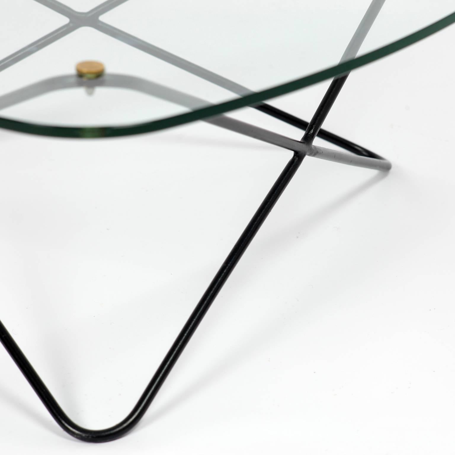 French 1950s Glass and Metal Coffee Table by Florent Lasbleiz for Airborne 1