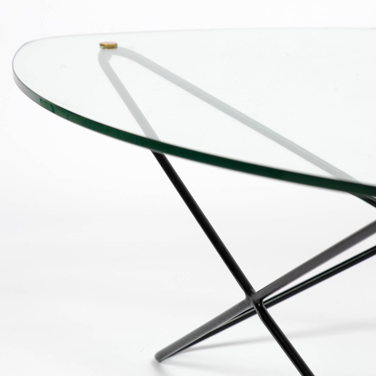 French 1950s Glass and Metal Coffee Table by Florent Lasbleiz for Airborne 2