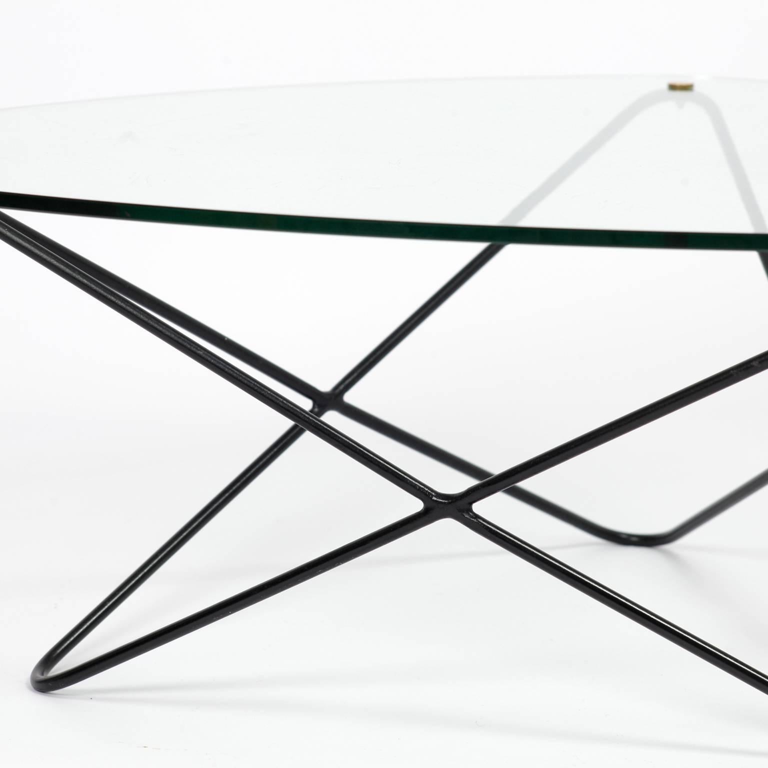 French 1950s Glass and Metal Coffee Table by Florent Lasbleiz for Airborne 3