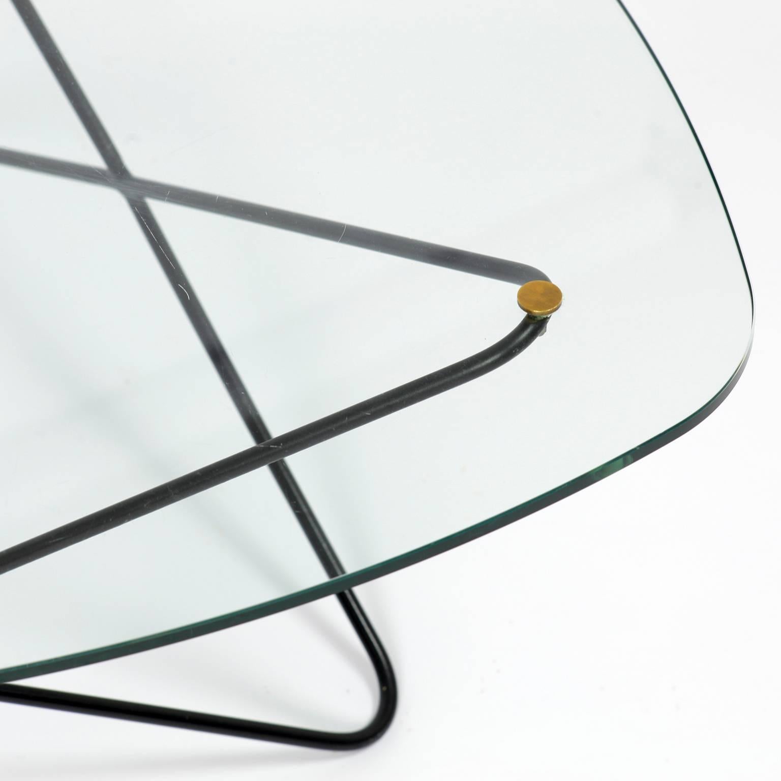 French 1950s Glass and Metal Coffee Table by Florent Lasbleiz for Airborne 4