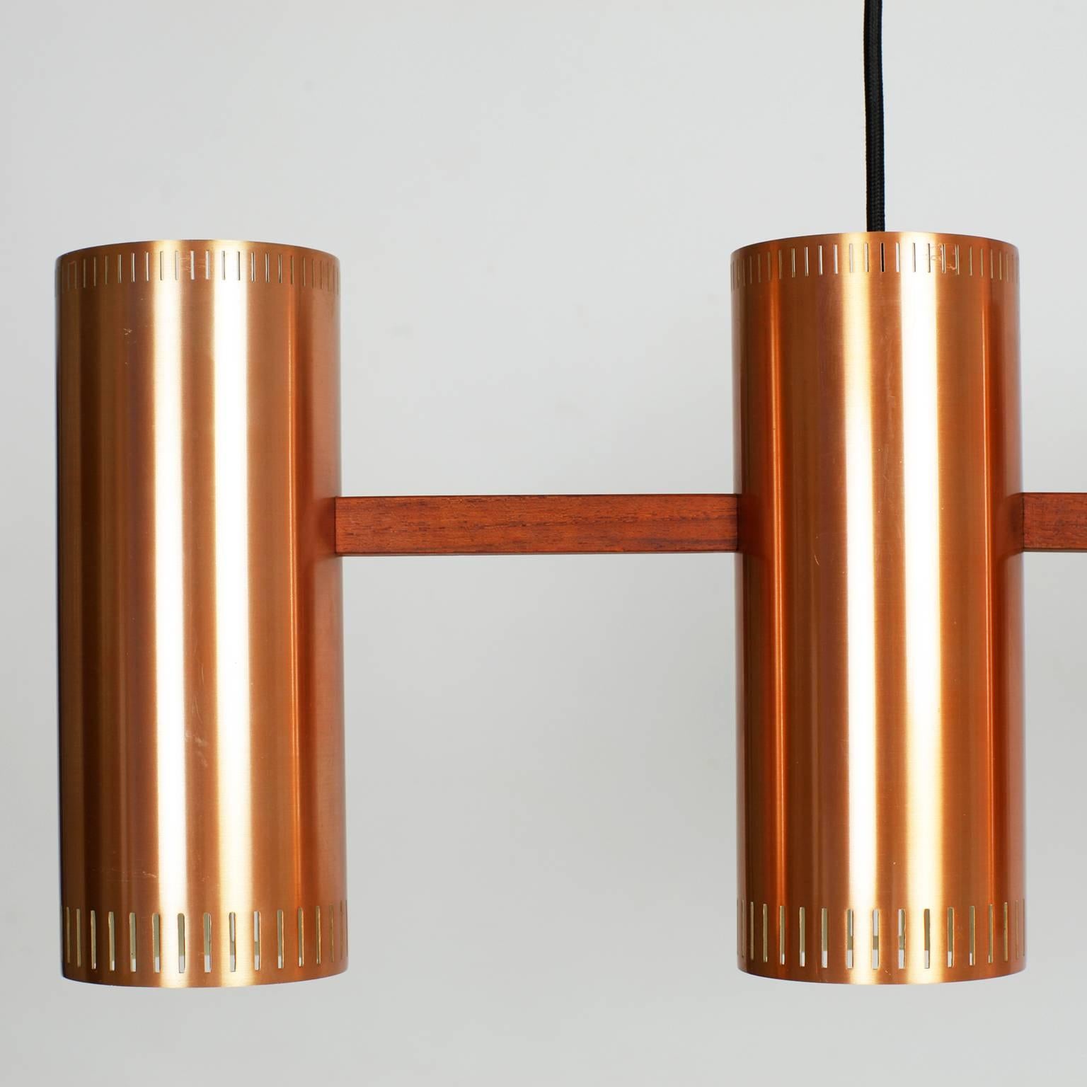Jo Hammerborg Cylinder IV Copper Pendant for Fog & Mørup, 1960s, Denmark 1