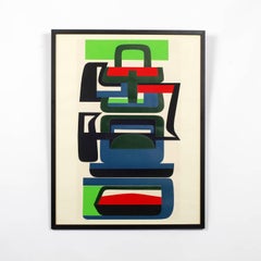 Litografia astratta geometrica di Jean Dewasne, Francia, 1950 circa