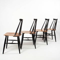 Quatre chaises Fanett ou T55, Ilmari Tapiovaara pour Edsby Verken Suède Design 1949