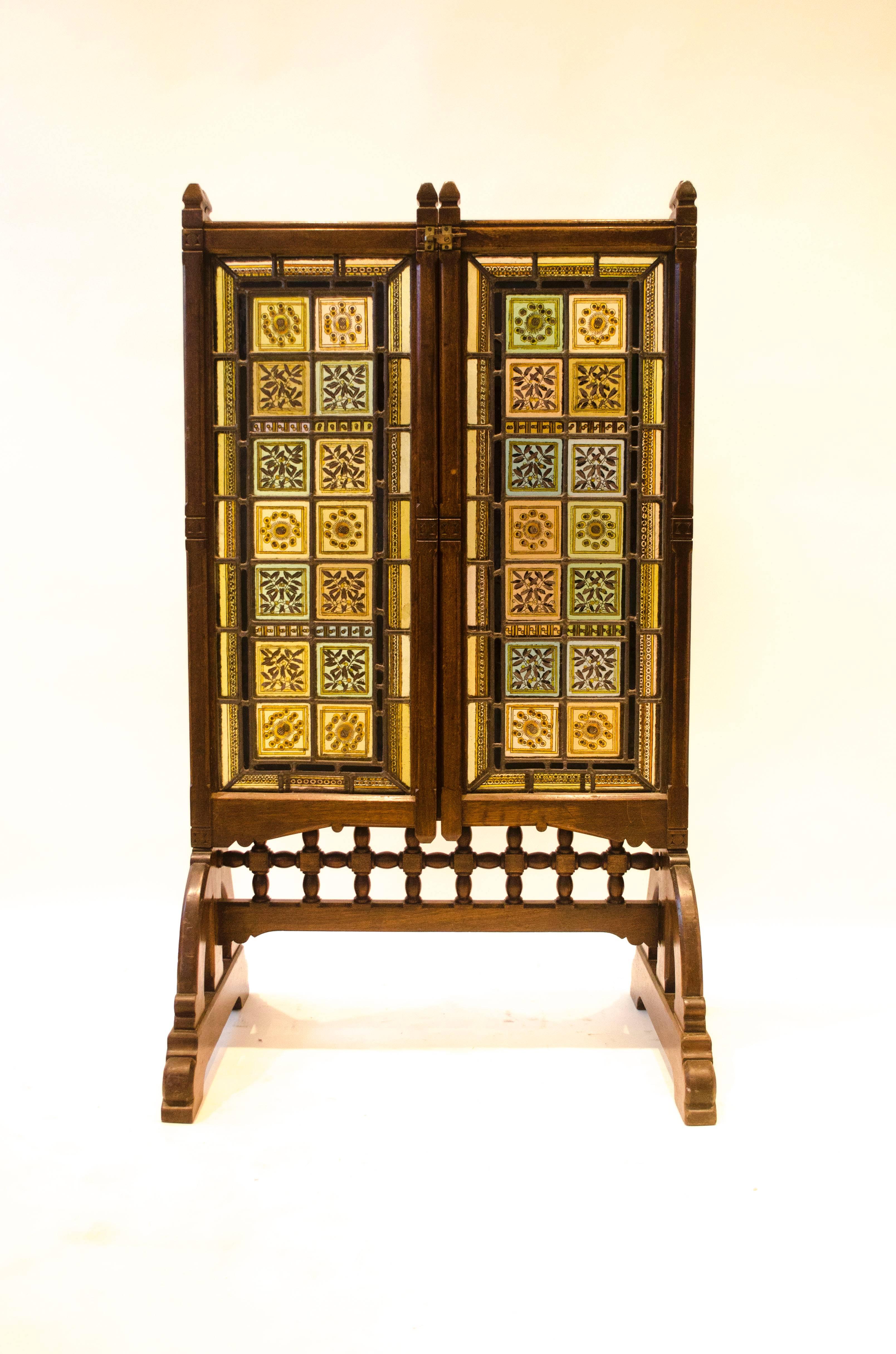 stained glass fire screen