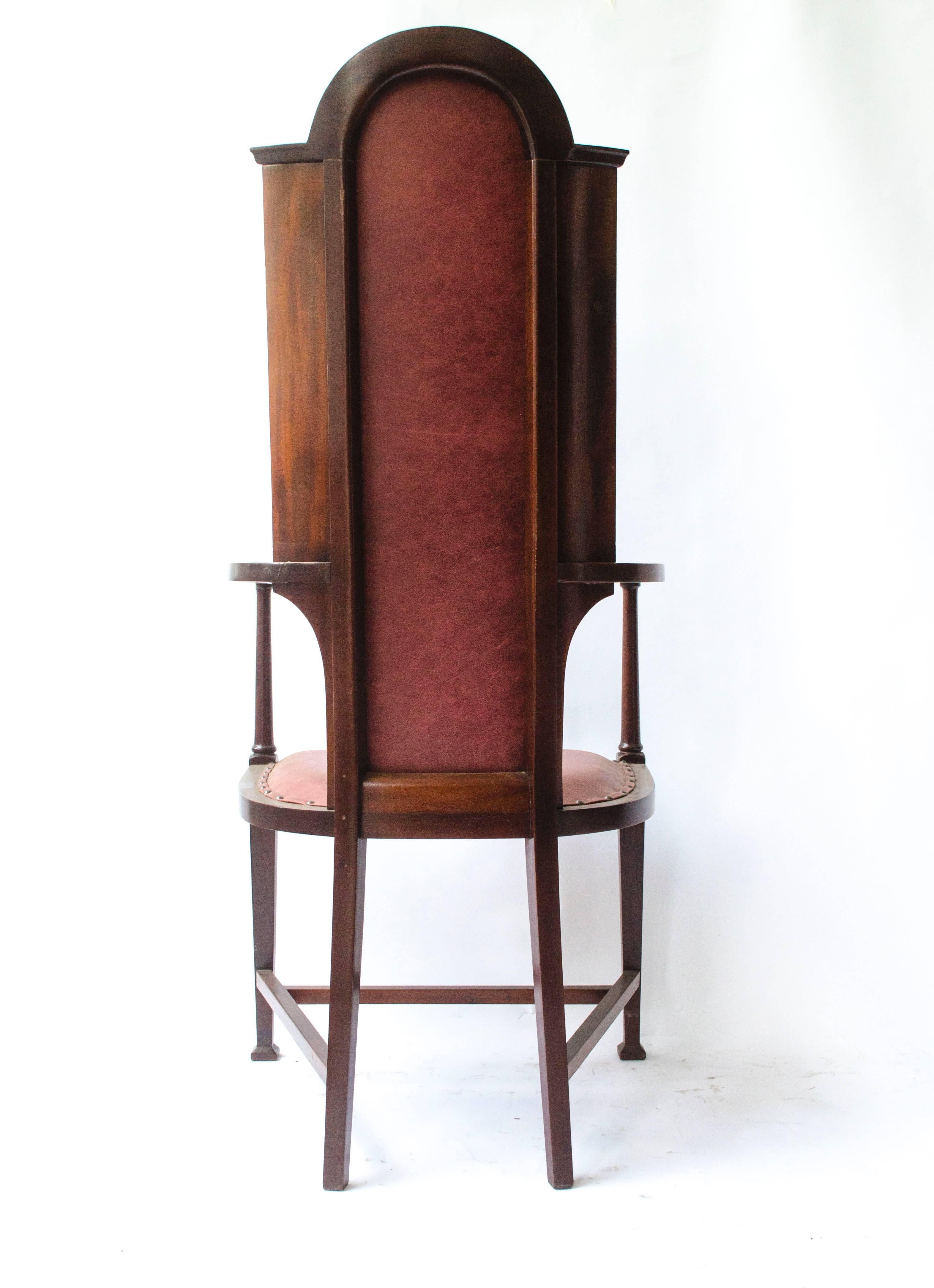Arts and Crafts J S Henry attr. An Arts & Crafts Mahogany Armchair With Stylised Floral Inlays