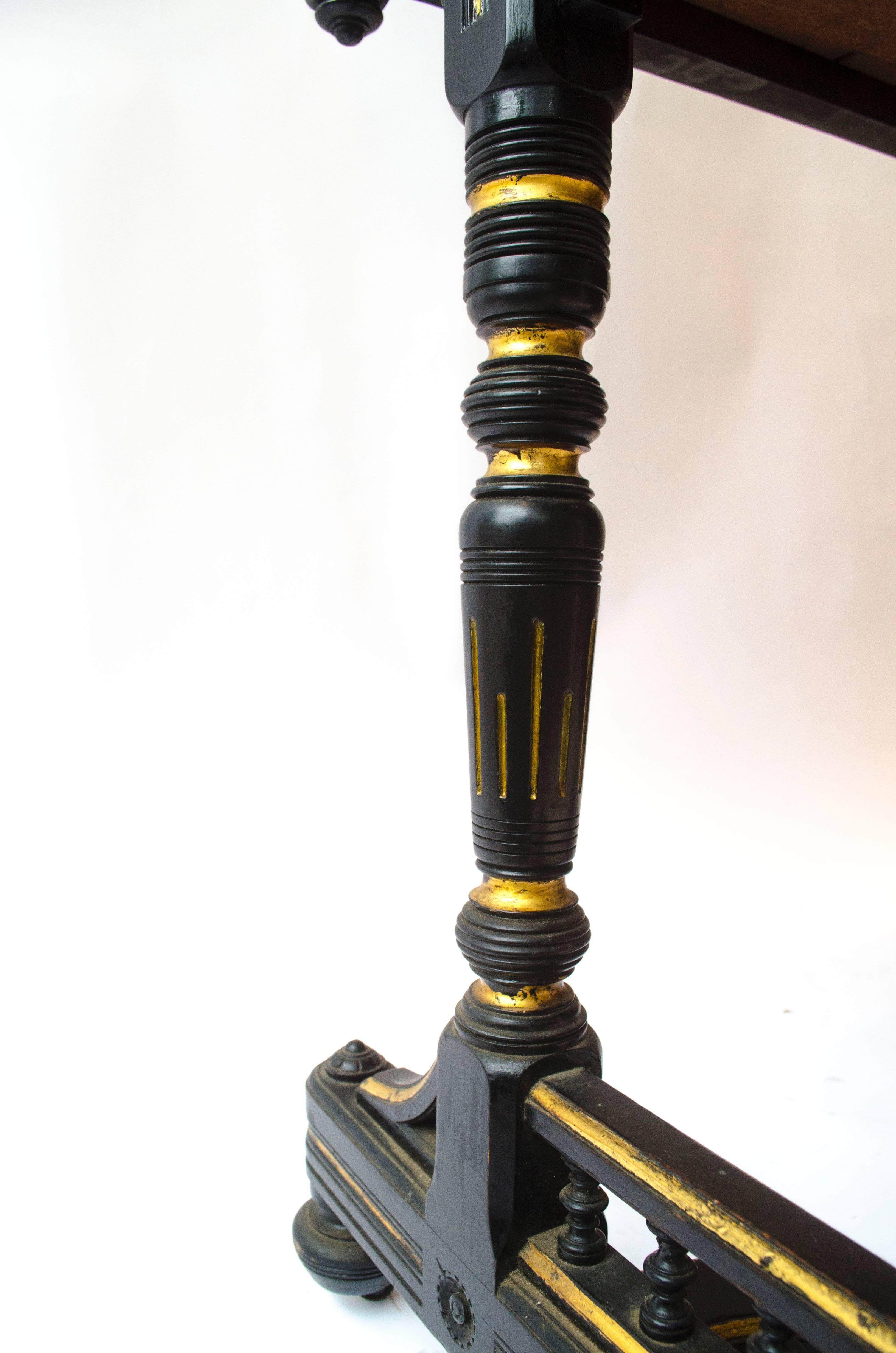 19th Century Bruce Talbert Attri, Gillows Lancaster, Aesthetic Movement Ebonised & Gilt Desk