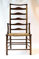 C R Ashbee Made By The Guild of Handicraft A Ladder Back Armchair and Side Chair