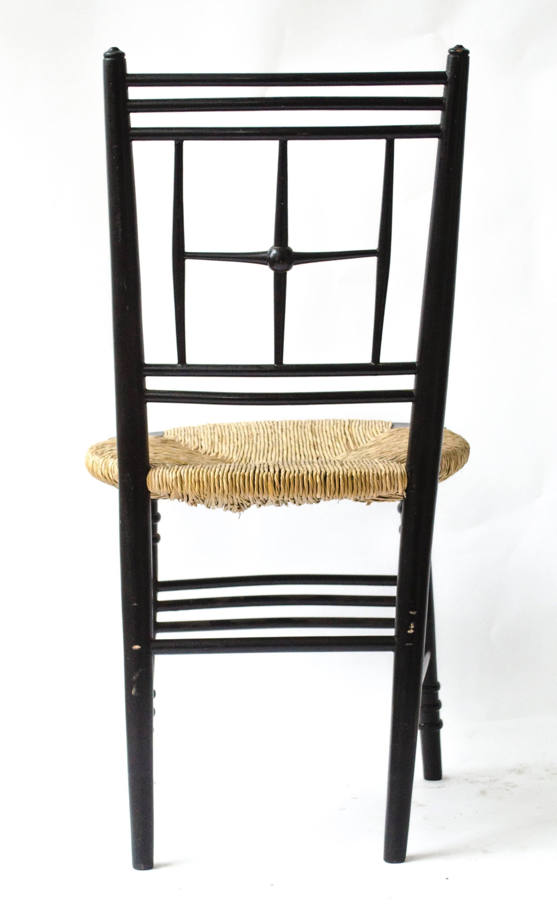English Morris and Co. An Arts and Crafts Ebonized Side Chair Designed by F M Brown