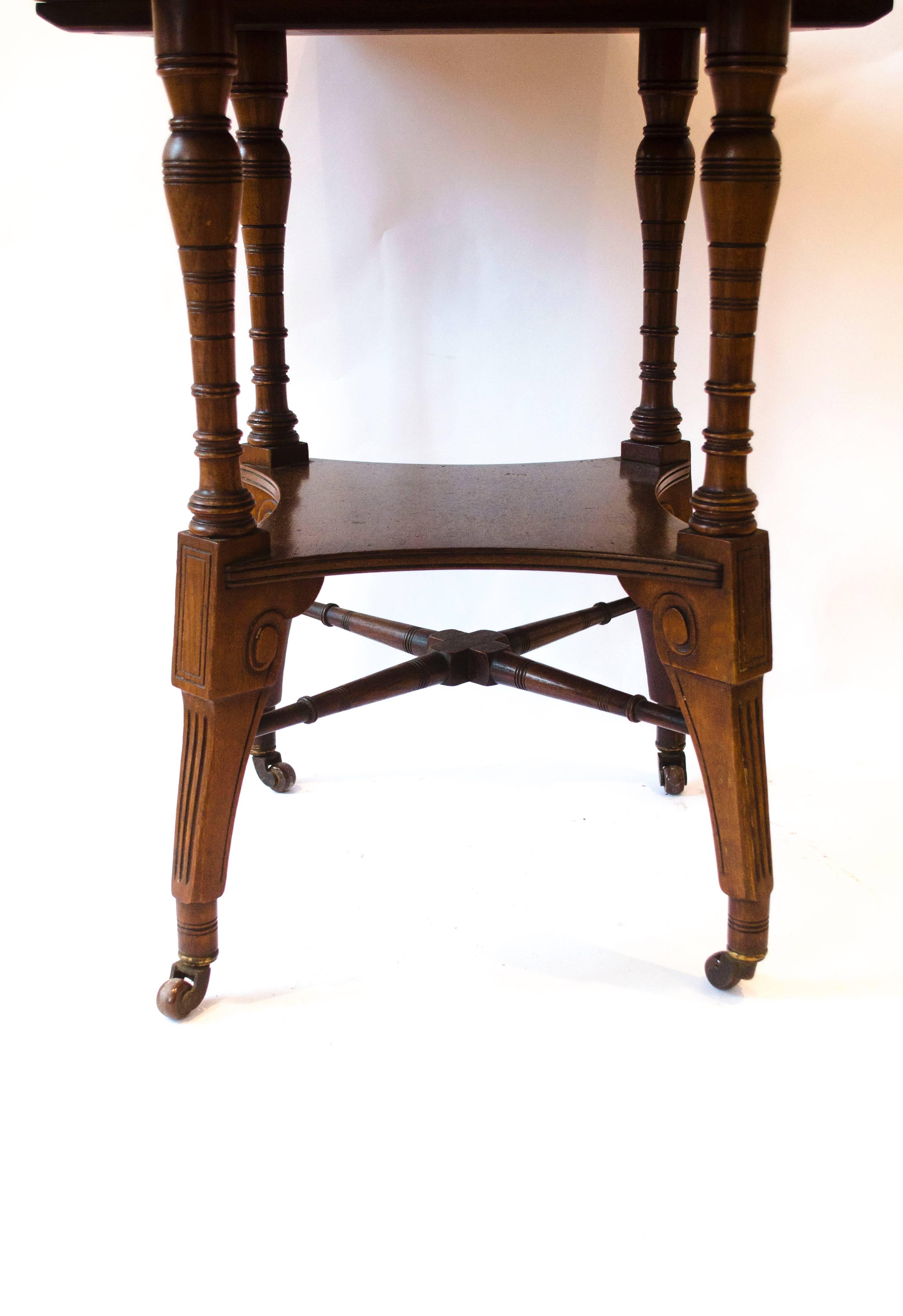 Jas Shoolbred Aesthetic Movement Walnut Octagonal Center Table In Good Condition In London, GB
