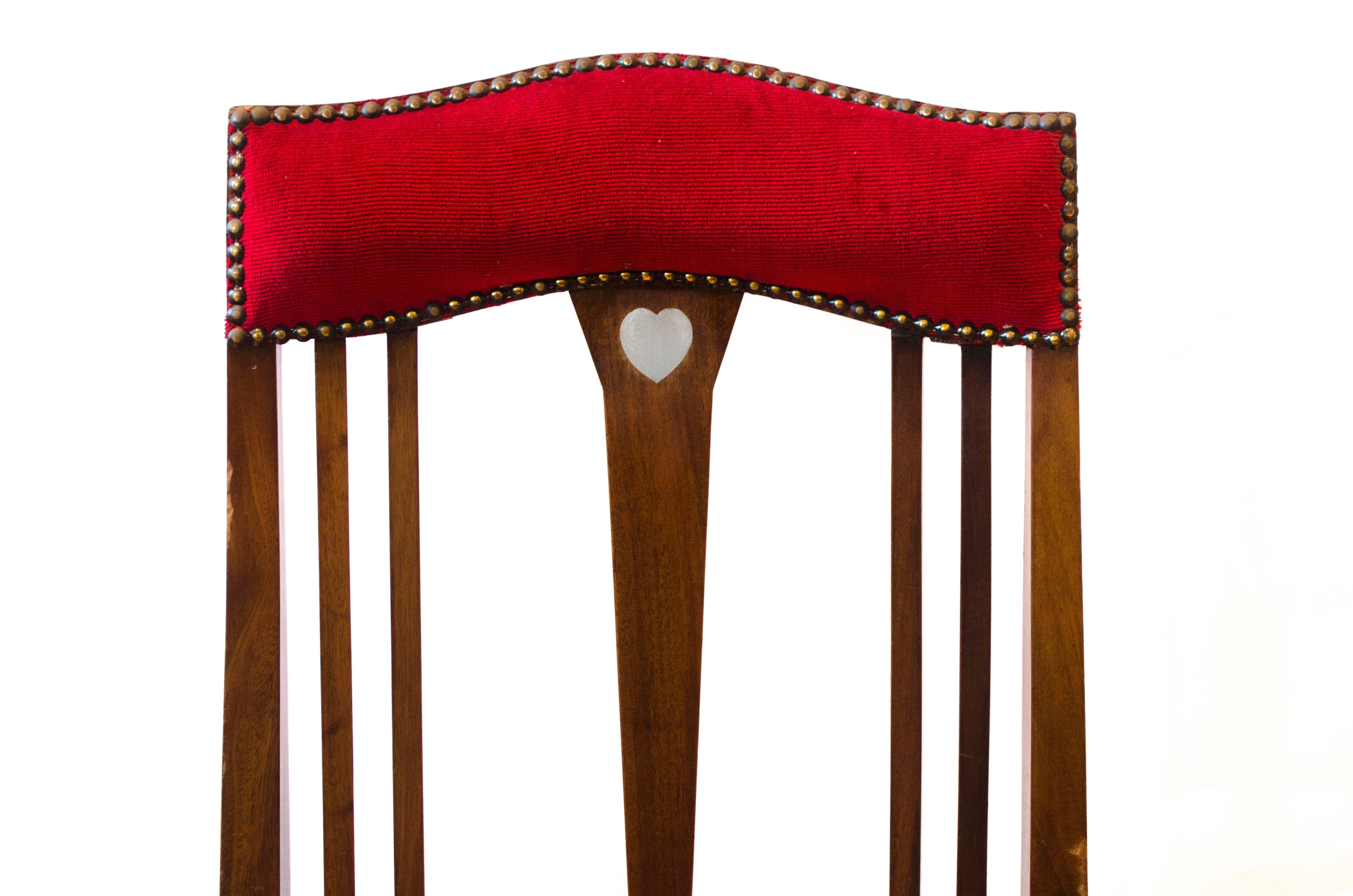 Hand-Crafted Liberty & Co, Attr An Arts & Crafts Mahogany Armchair Inlaid with a Pewter Heart