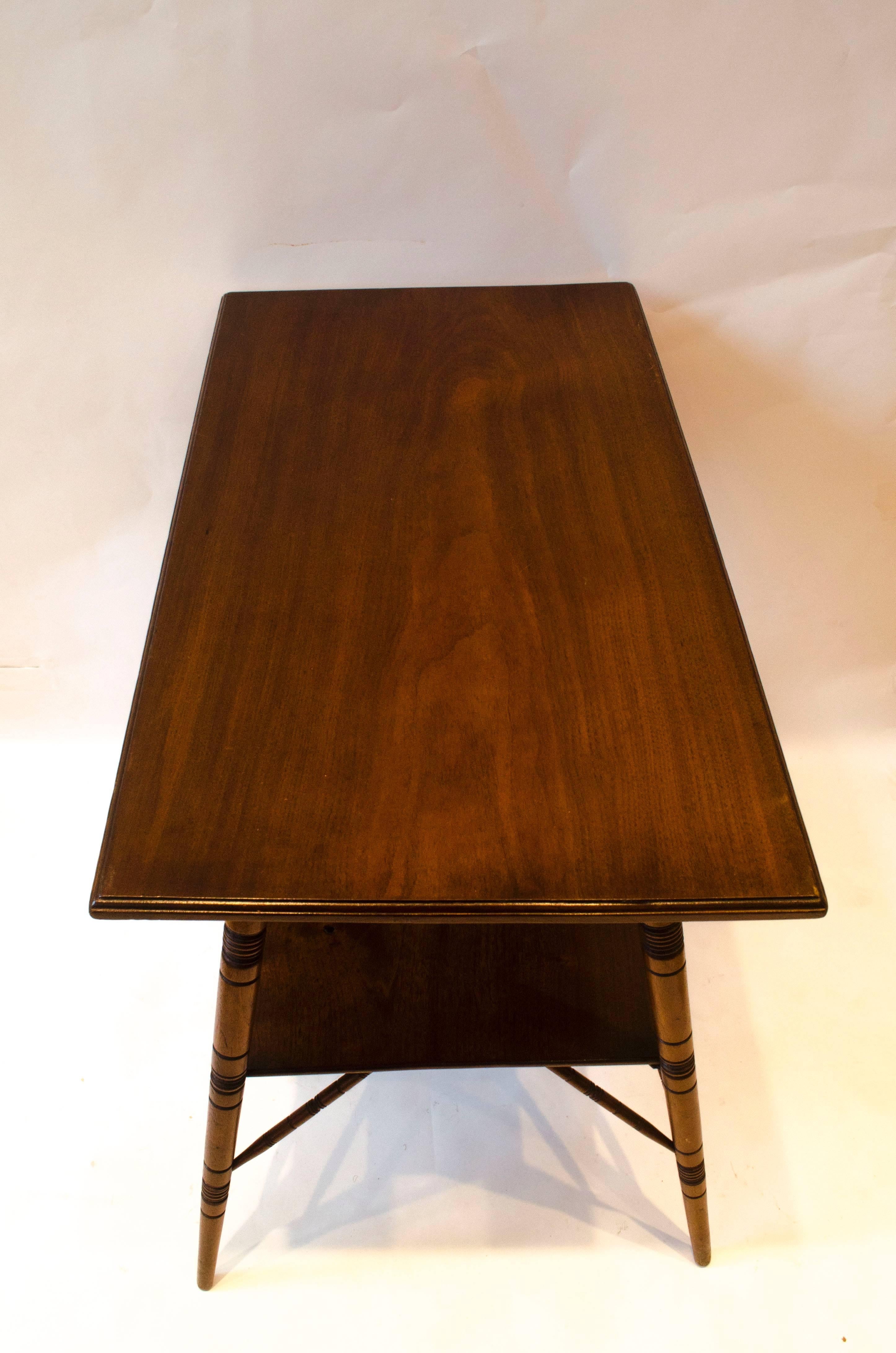 A Rare Pair of Anglo-Japanese two-tier Walnut Side Tables by Jas Shoolbred 1