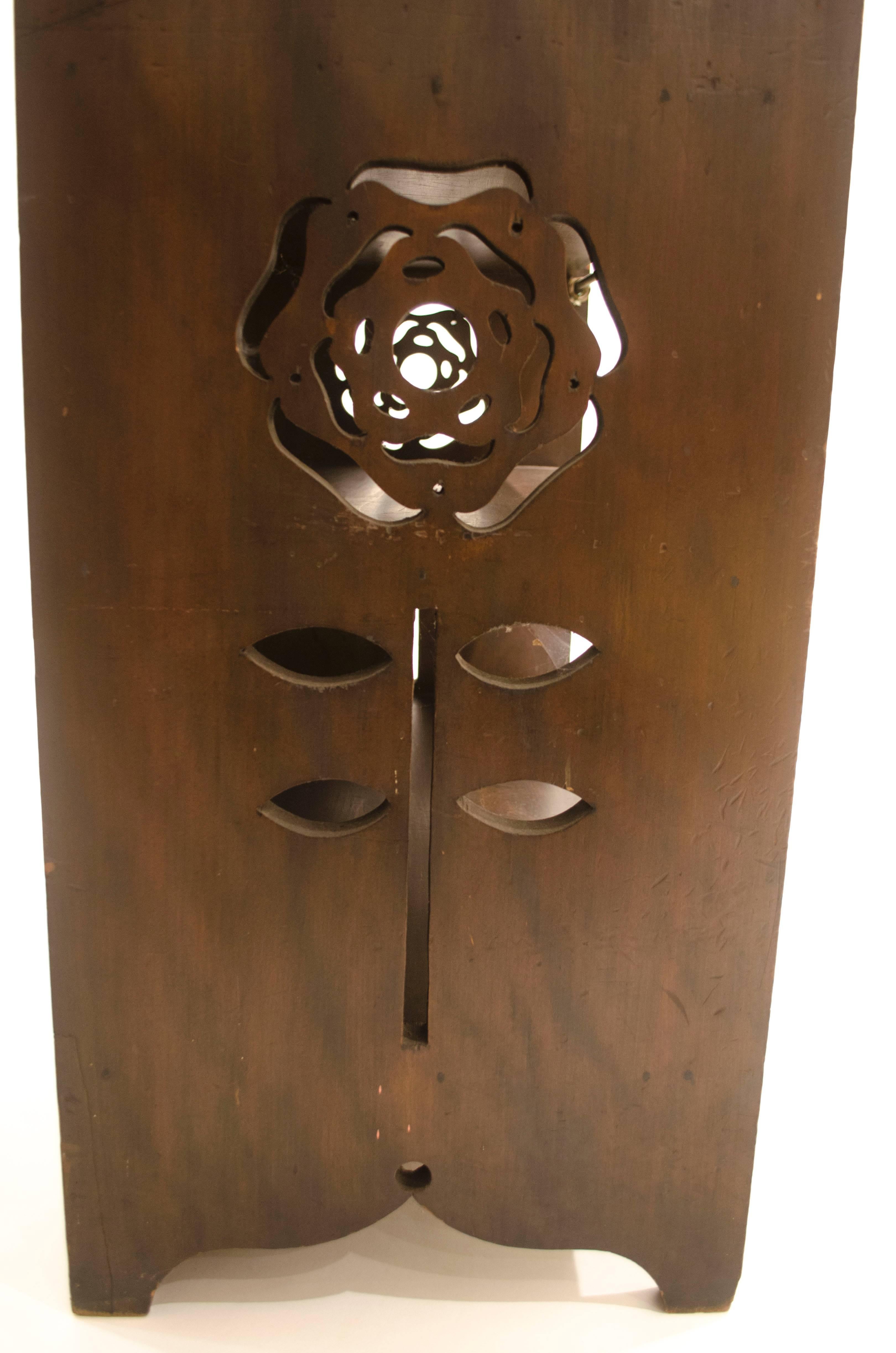 Hand-Crafted C R Mackintosh, Arts & Crafts Glasgow School Writing Cabinet with Foliate Hinges