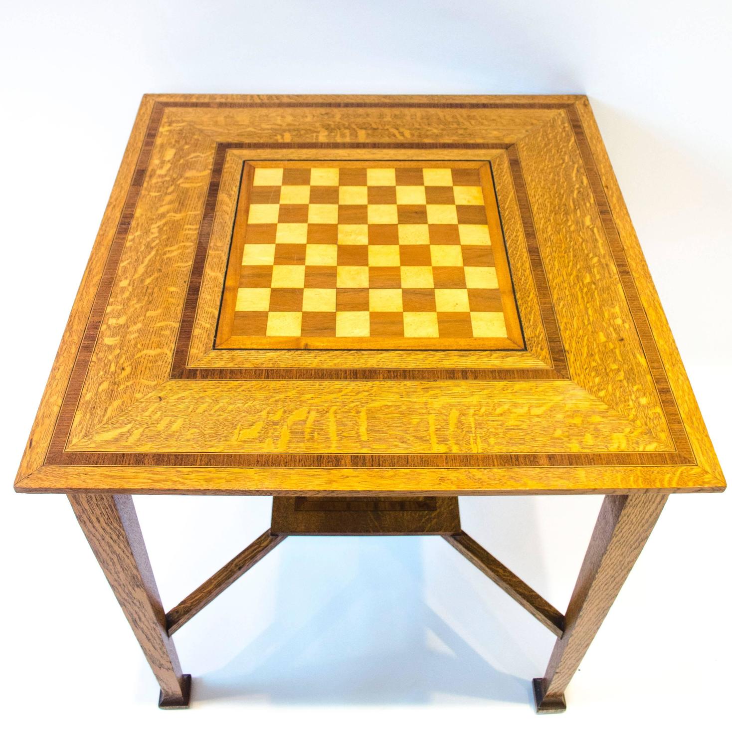 Arts and Crafts Oak Chess Table at 1stdibs