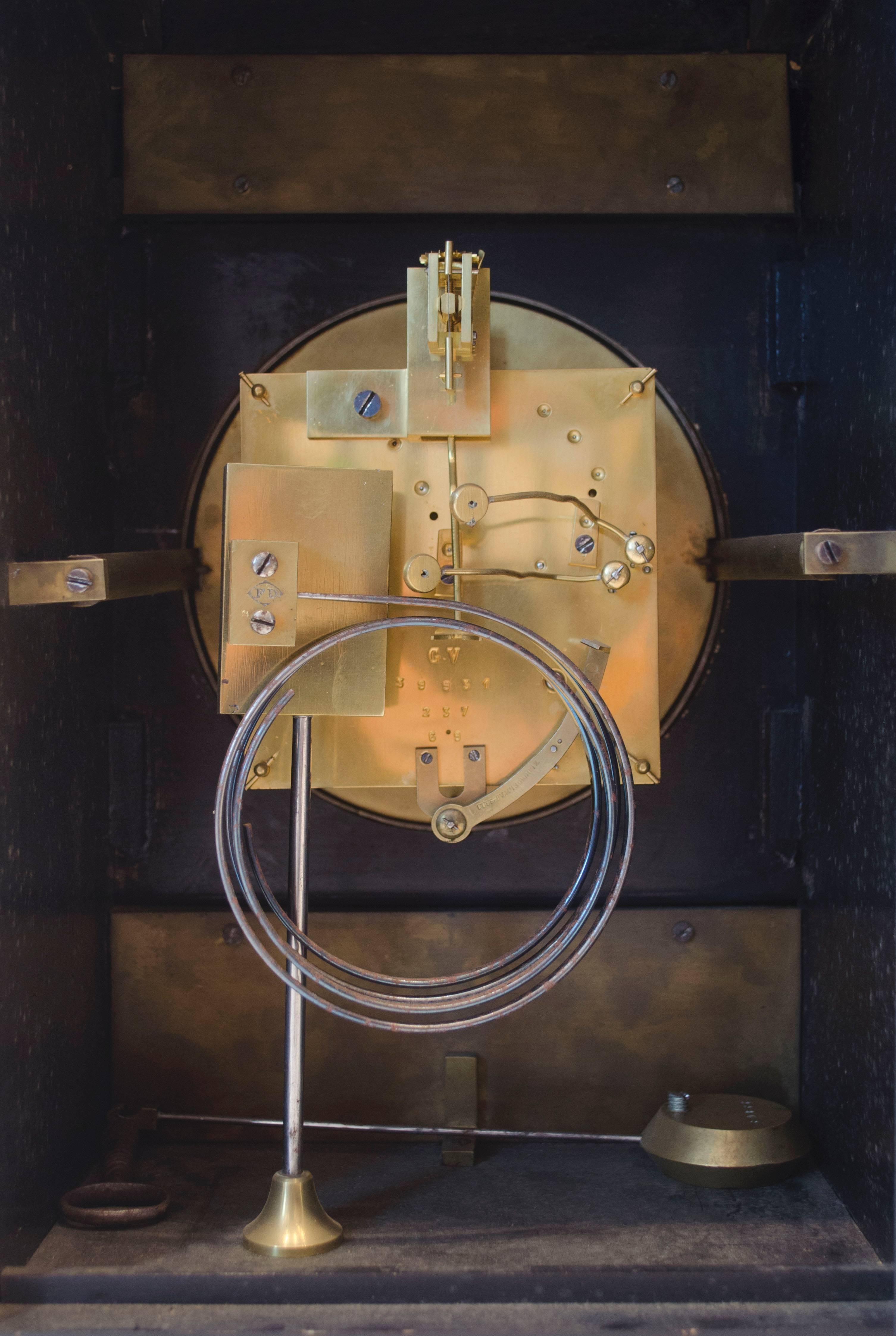 19th Century Aesthetic Movement Ebonized Mantel Clock by L Foreman Day
