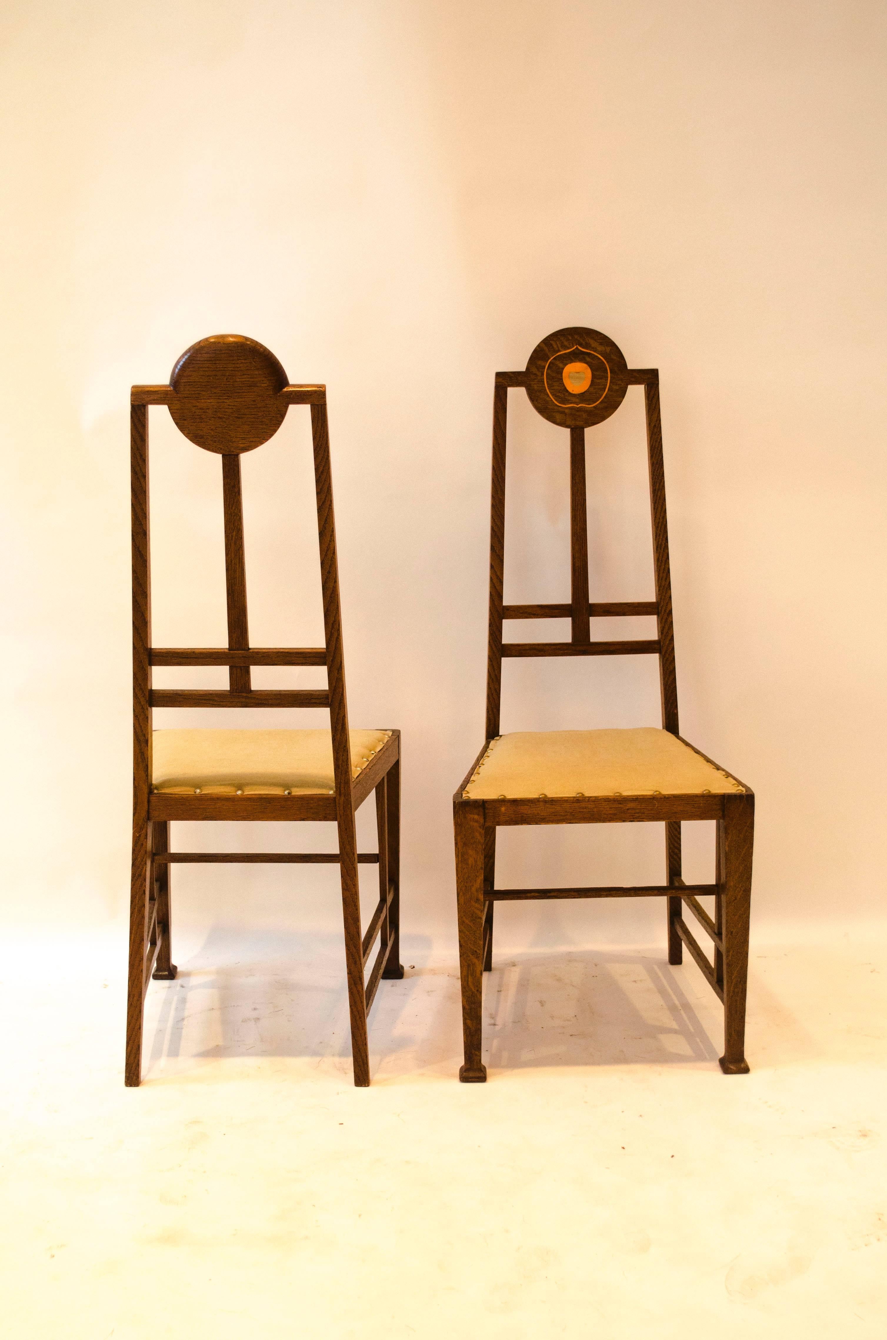 Arts and Crafts Pair of Arts & Crafts Oak Side Chairs by G M Ellwood, Made by J S Henry