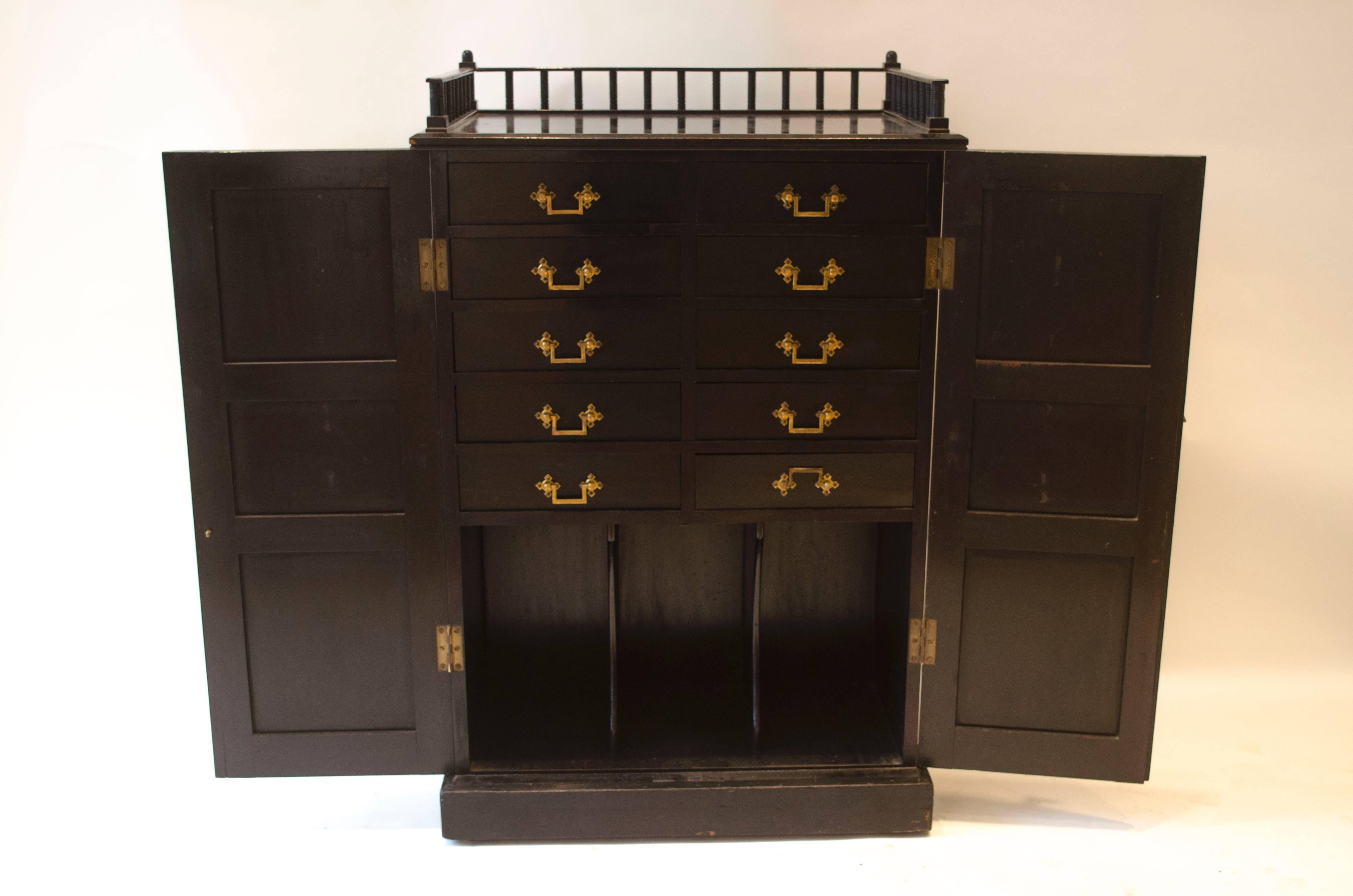 Ebonized Dr Christopher Dresser attributed, An Aesthetic Movement Ebonised Music Cabinet